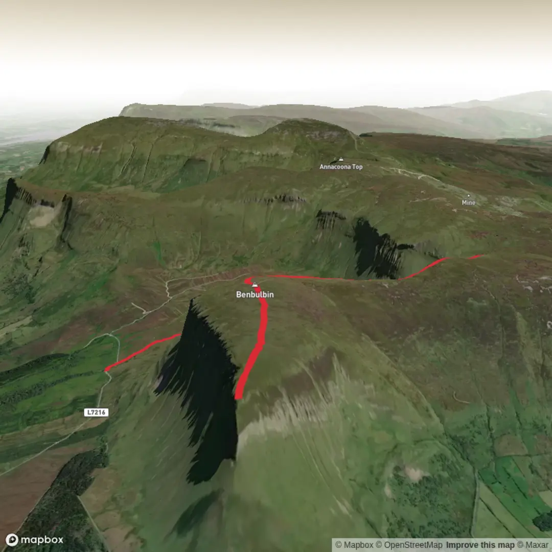 An image depicting the trail Benbulbin and its surrounding area.