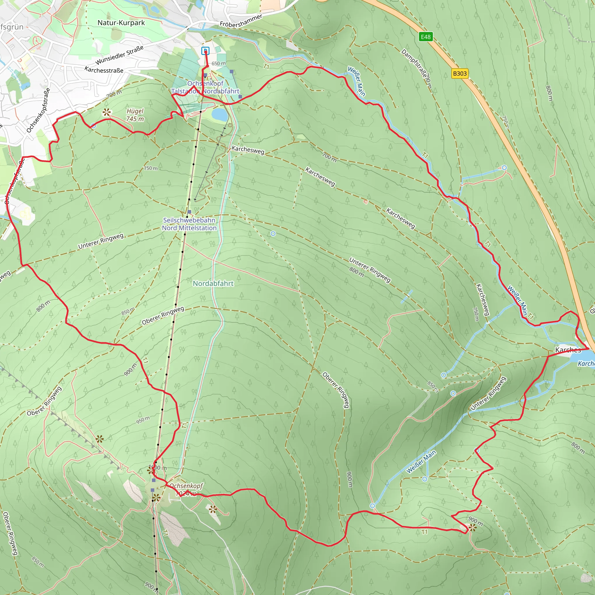 Schneeloch, Weissmainfels and Karchessee via Mittelweg mobile static map