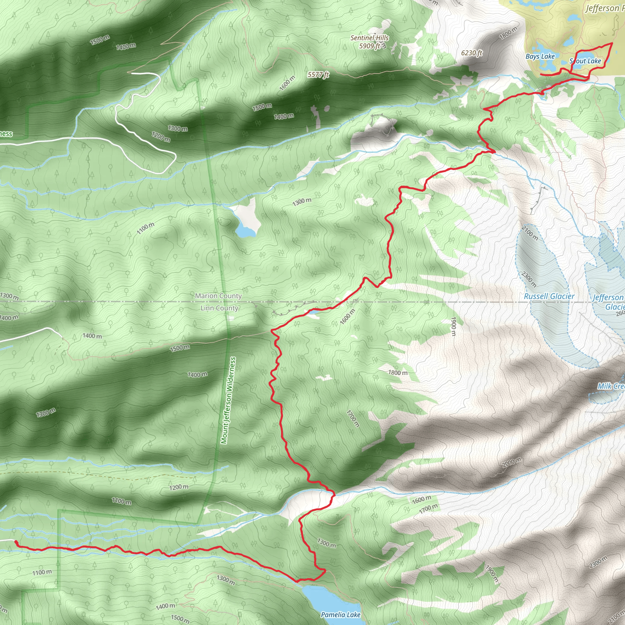Bays Lake and Scout Lake via PCT mobile static map