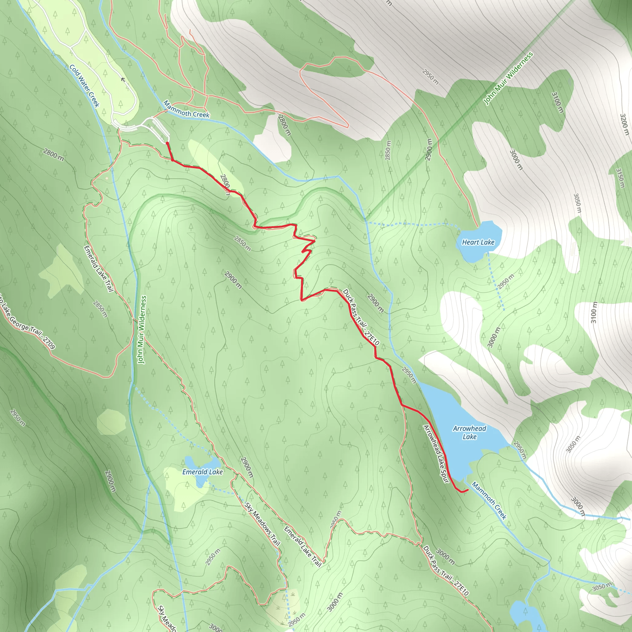 Arrowhead Lake via Duck Pass Trail mobile static map