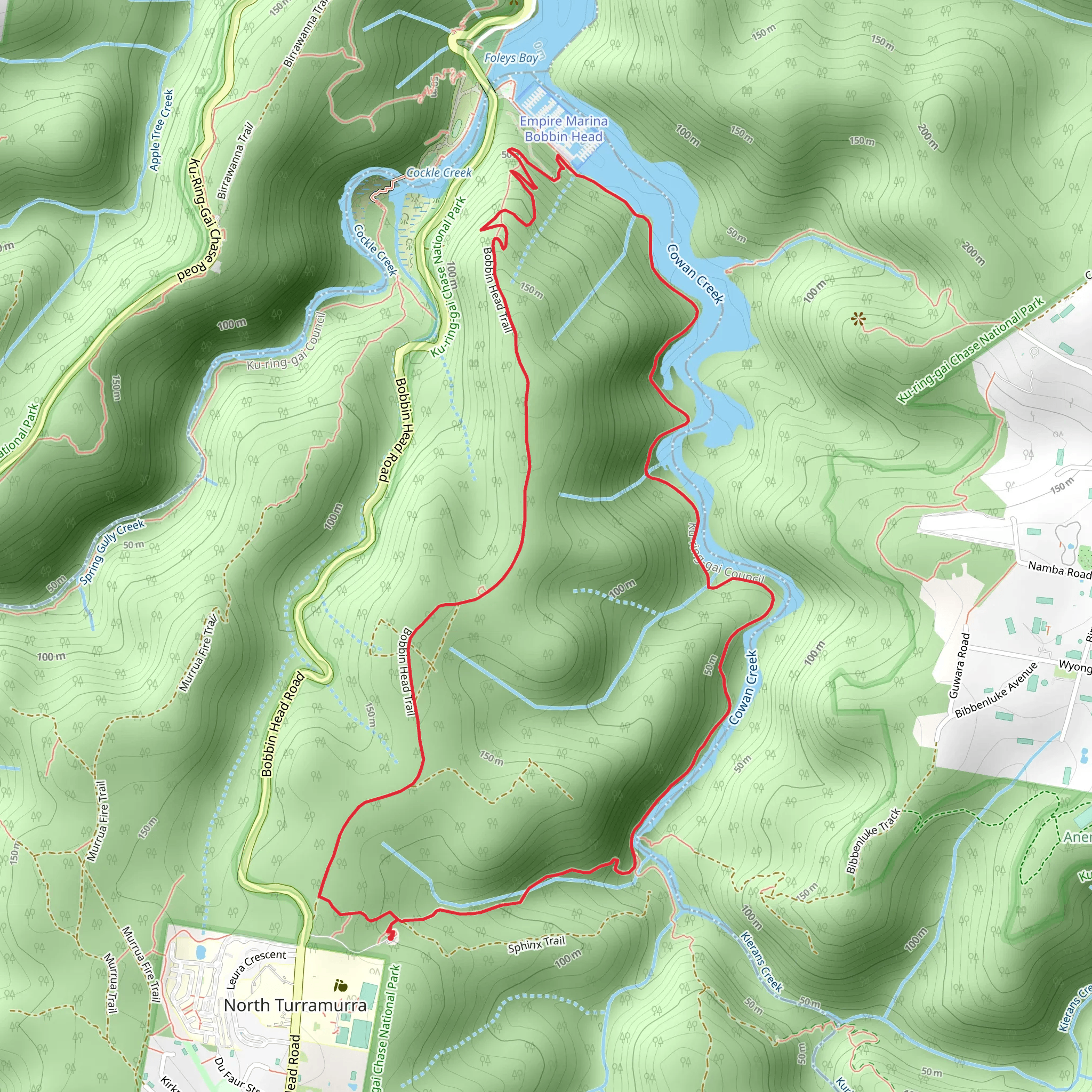 Sphinx Memorial to Bobbin Head Loop Track mobile static map