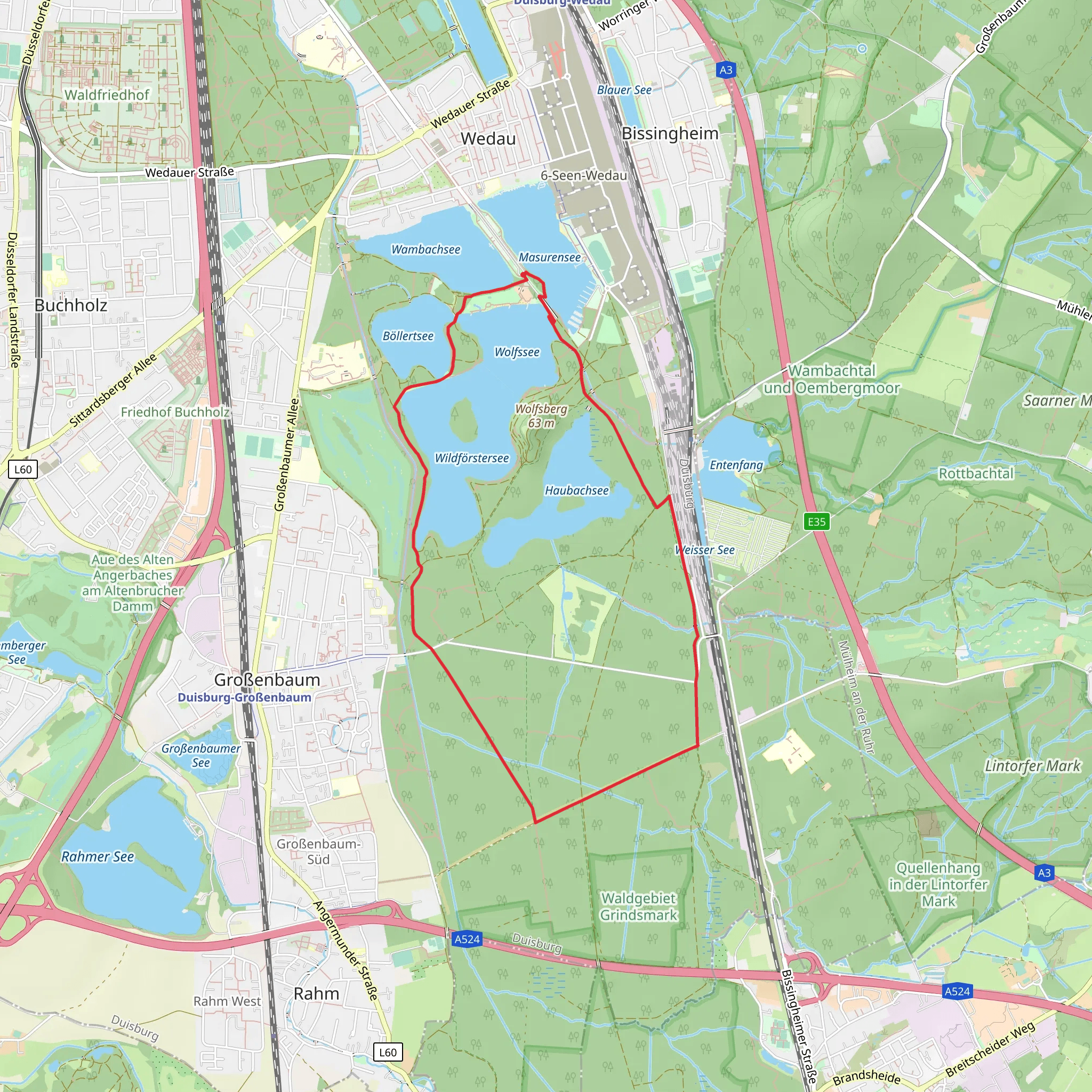 Wolfssee, Wildforstersee, Grossenbaum and Haubachsee Loop mobile static map