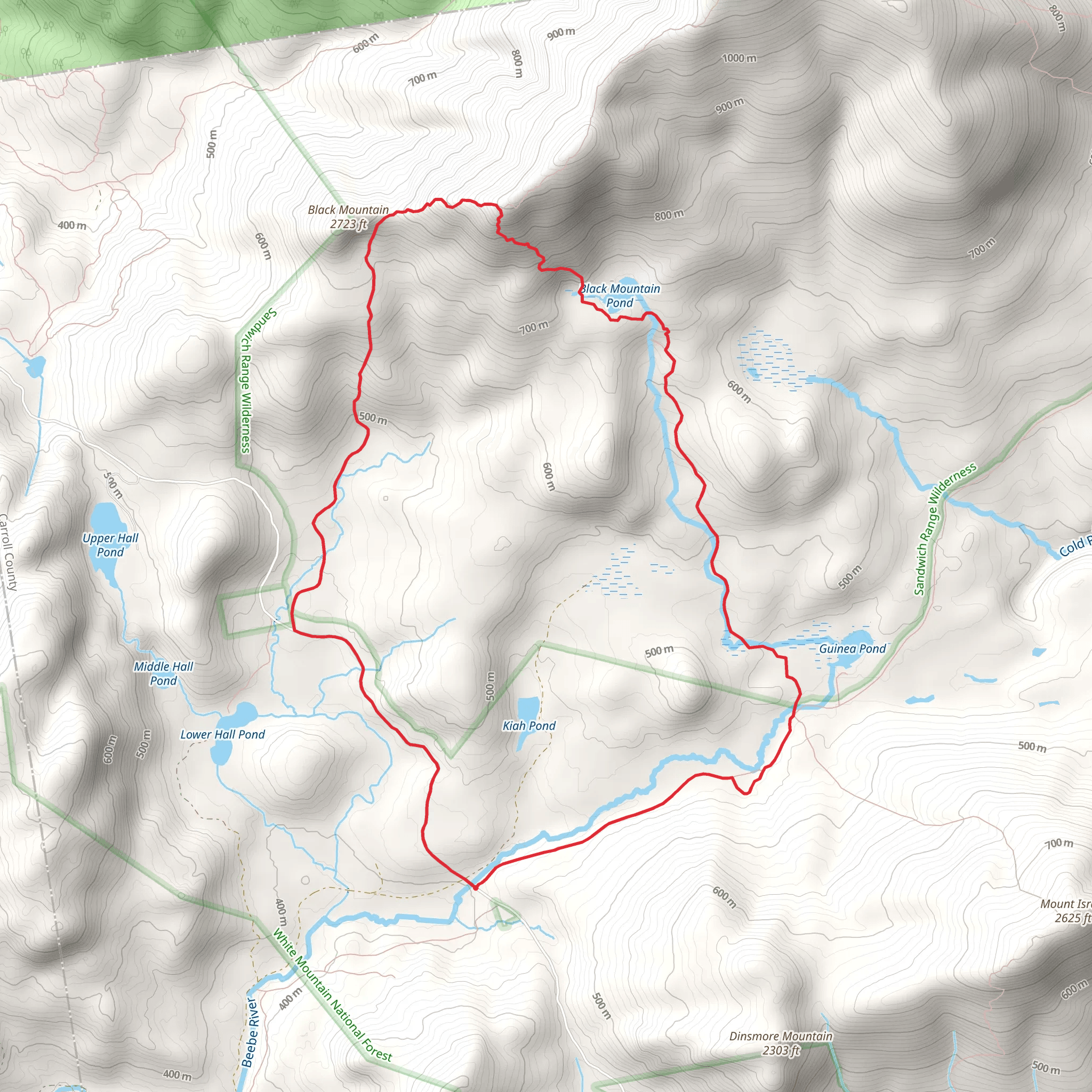 Black Mountain and Beebe River Loop via Guinea Pond Trail mobile static map