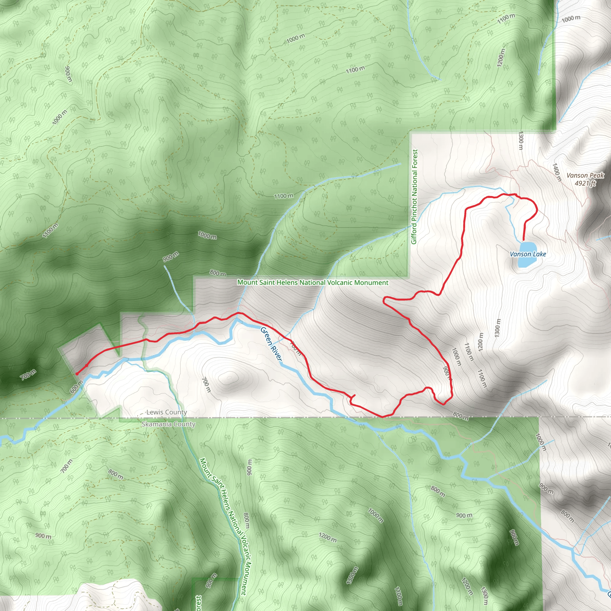 Vanson Ridge to Vanson Lake Trail mobile static map