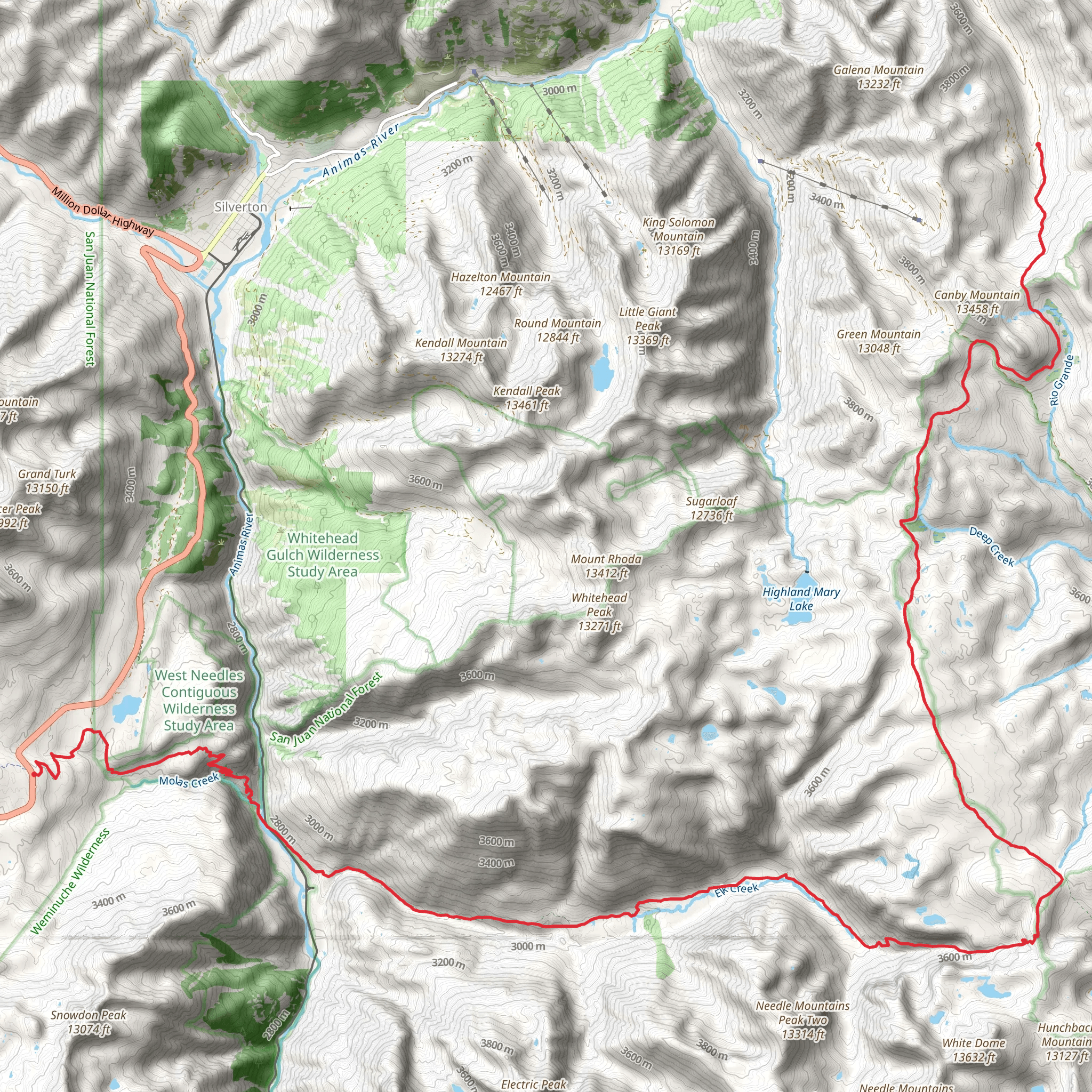 Elk Creek via Colorado and CDT Trail mobile static map