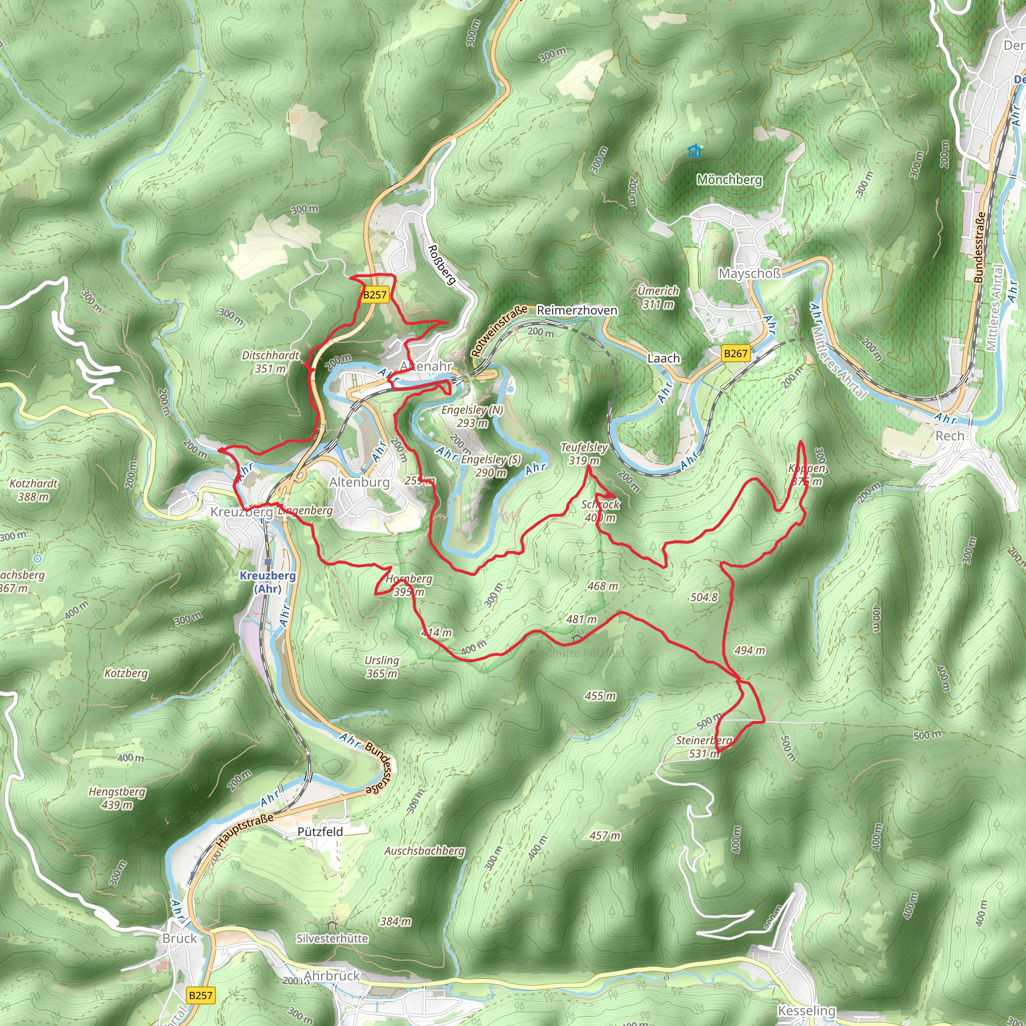 Kreuzberg, Altenahr and Steinerberg Loop mobile static map
