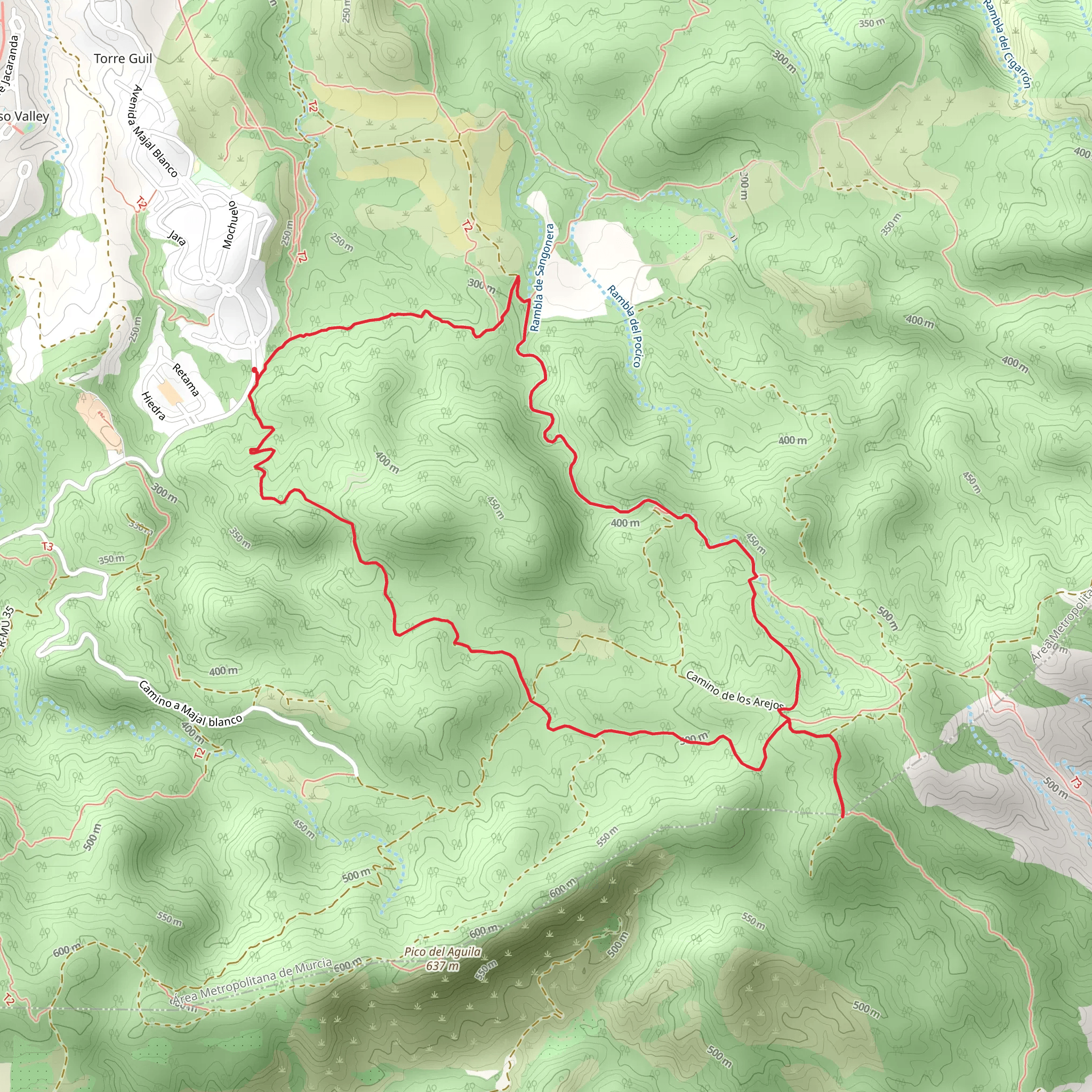 Path of the Arejos Way - Murcia PR MU 34 mobile static map