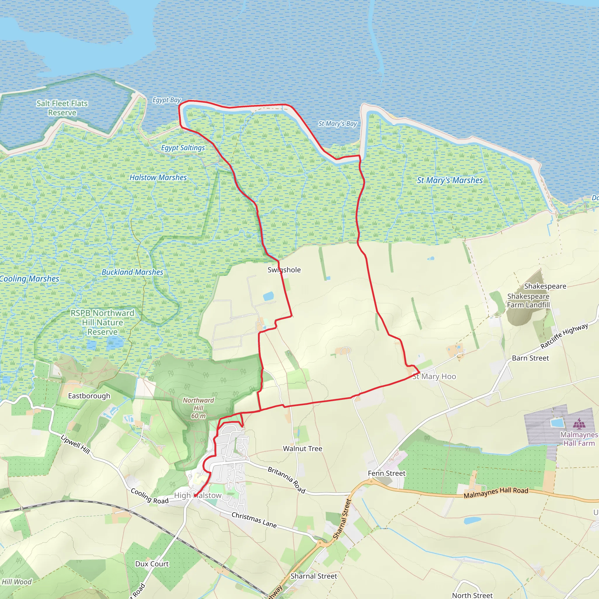 Egypt Bay Beach and St Mary Bay Beach Loop from High Halstow mobile static map