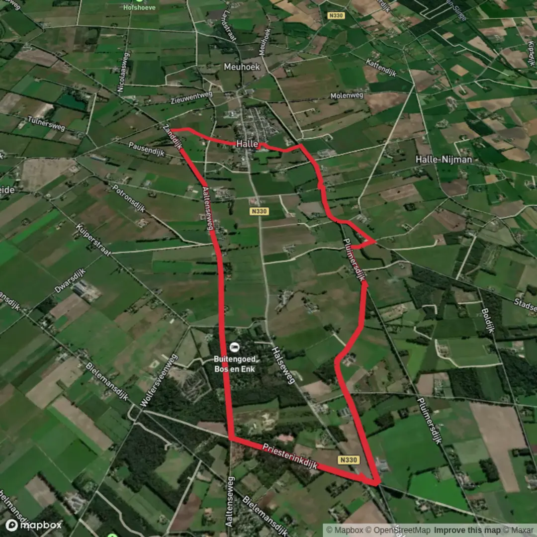 An image depicting the trail Bocholtse Weg and Aaltense Weg and its surrounding area.