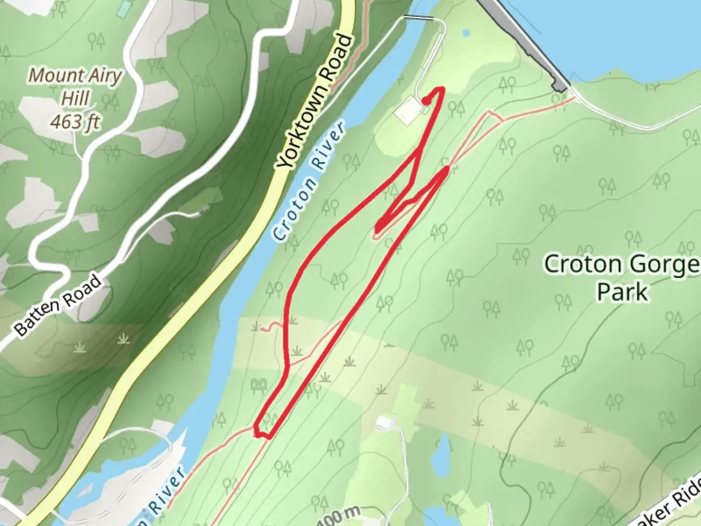 An image depicting the trail Old Croton Aqueduct Trail Loop from Croton River and its surrounding area.
