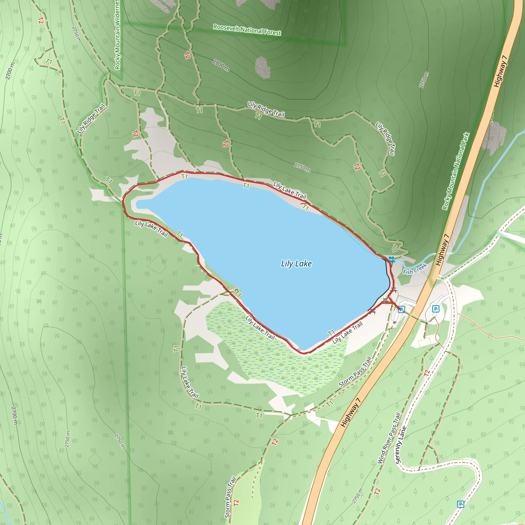 Lily Lake Loop mobile static map