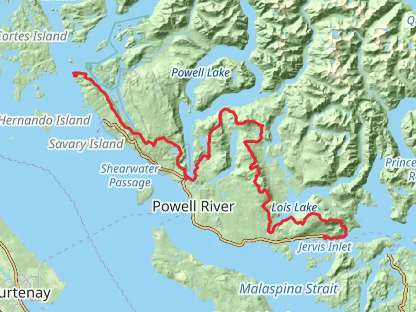 An image depicting the trail Sunshine Coast Trail and its surrounding area.
