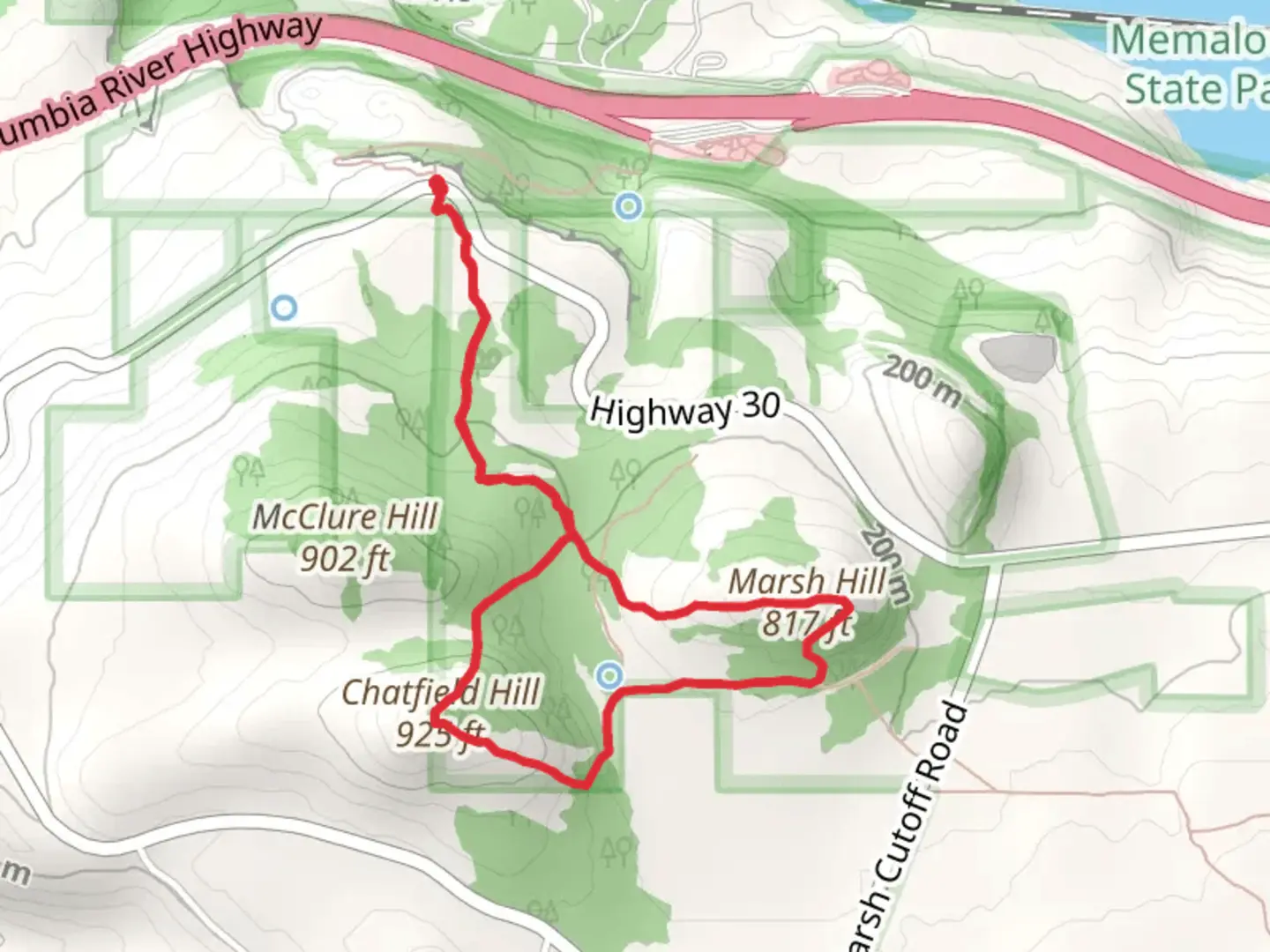 An image depicting the trail Marsh Hill Trail and Chatfield Hill Trail Loop and its surrounding area.