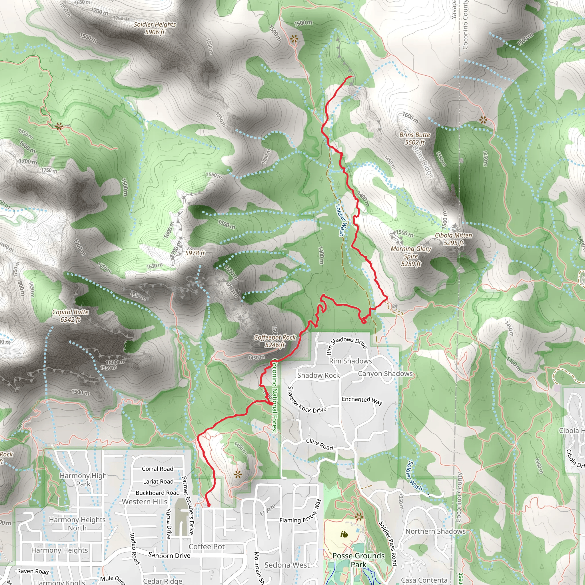 Soldier Pass Cave via Tea Cup Trail mobile static map