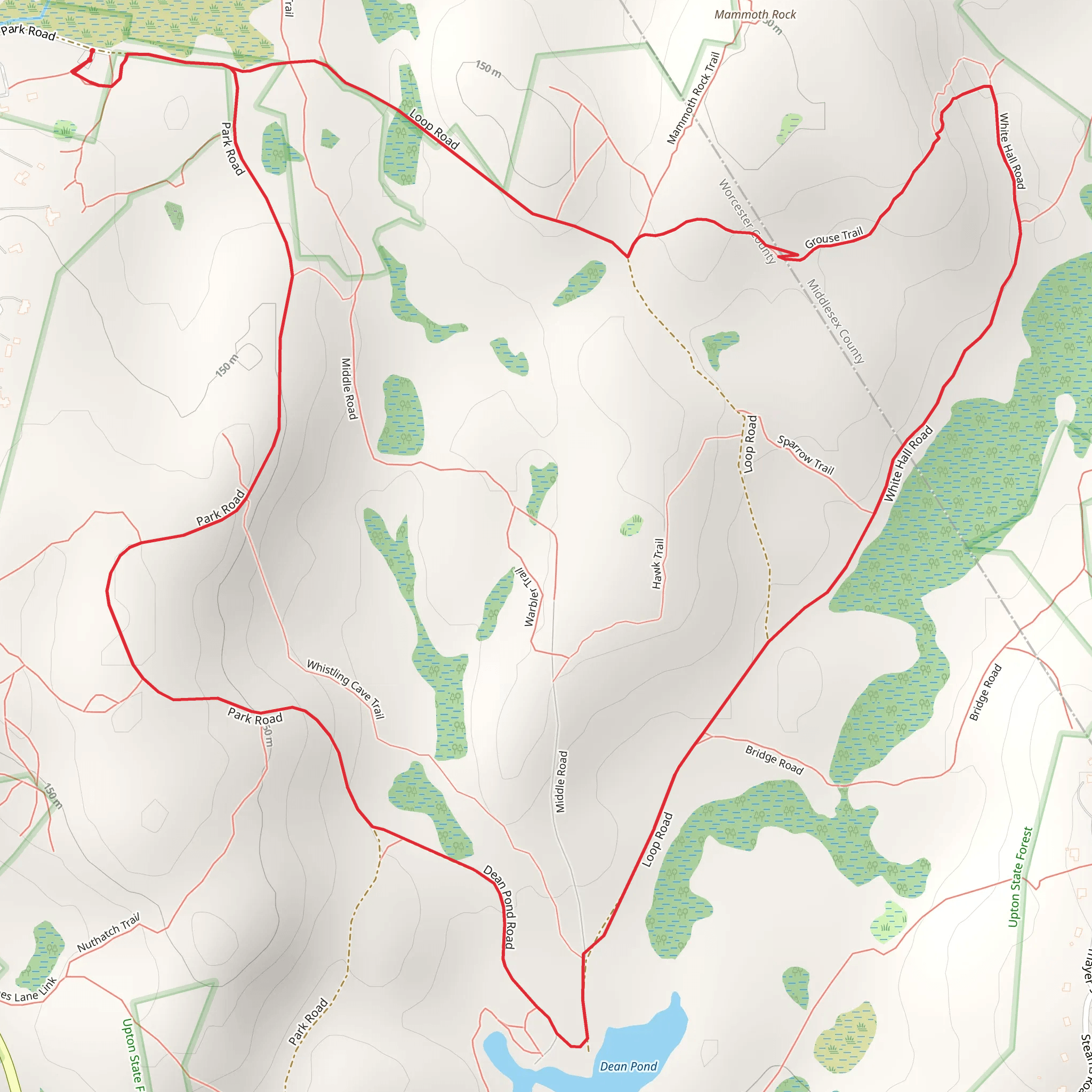 Dean Pond in Upton State Forest mobile static map