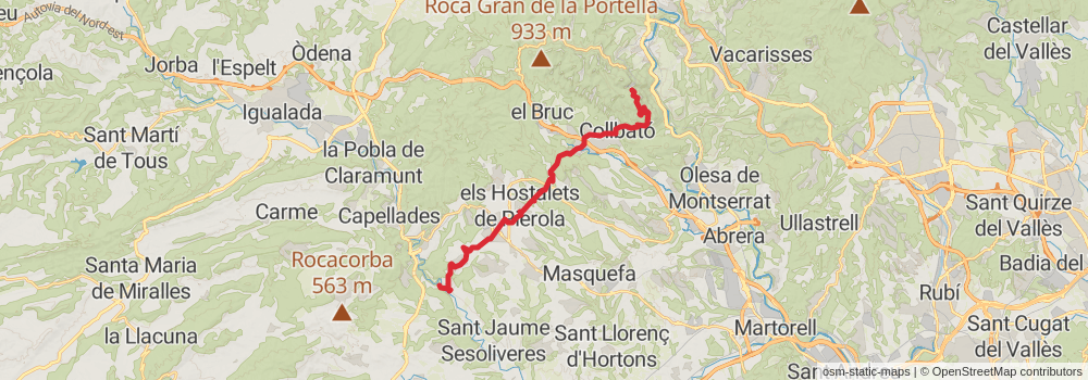 GR 172 De Bellprat to la Mussara stage 8 Map