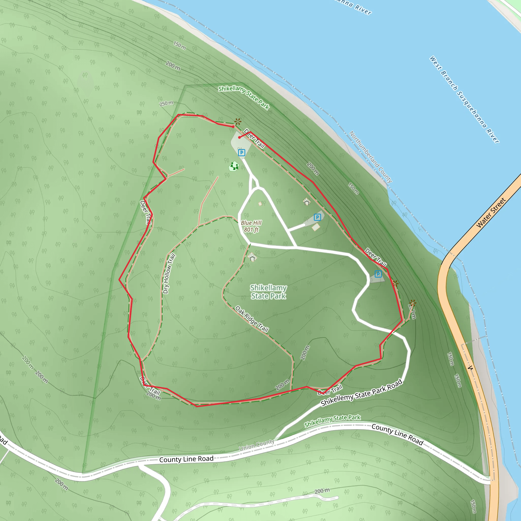 Blue Hill Loop from Shikellemy State Park Road mobile static map