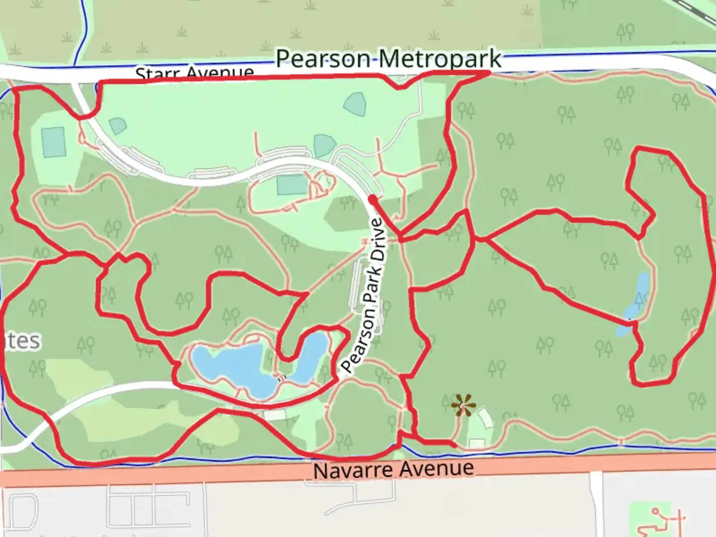 An image depicting the trail Pearson Metropark Loop - South and its surrounding area.