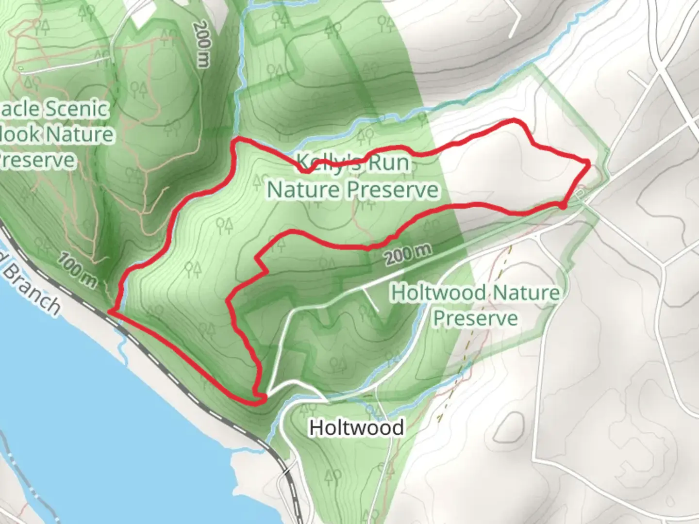 An image depicting the trail Kellys Run Loop and its surrounding area.