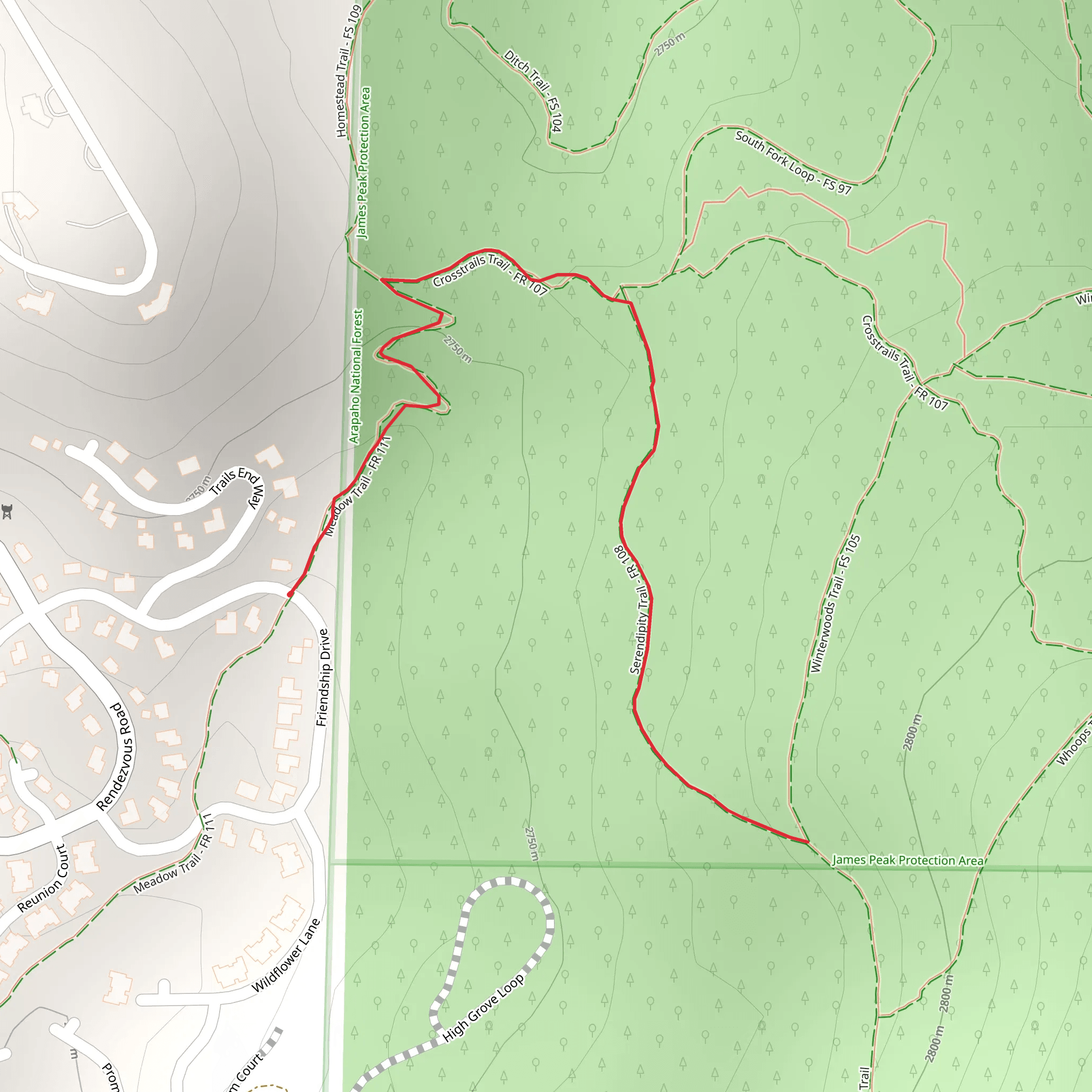 Serendipity via Meadow Trail mobile static map