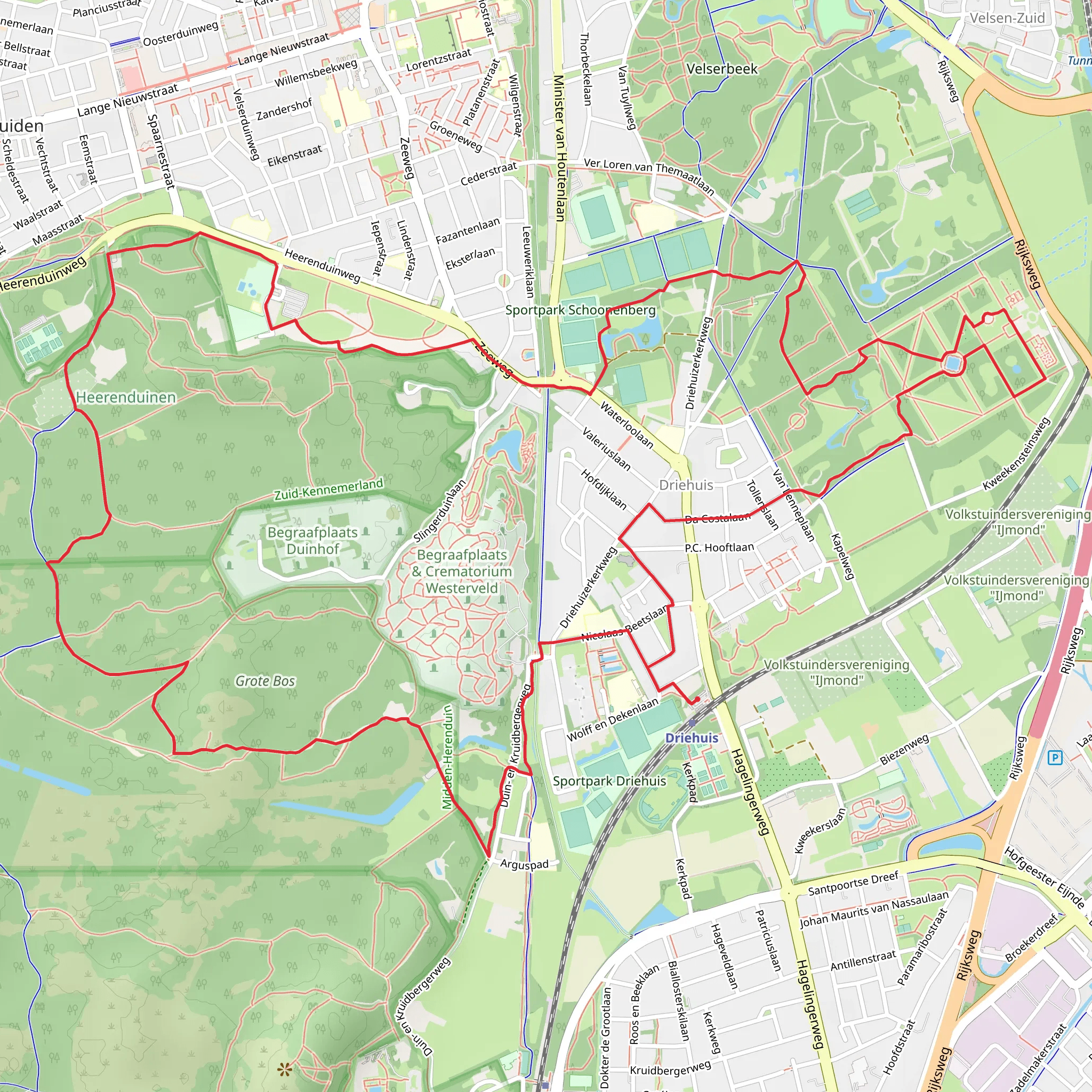 Herenduinen and Schoonenberg and Kasteel Beeckesteijn via Zee Weg mobile static map