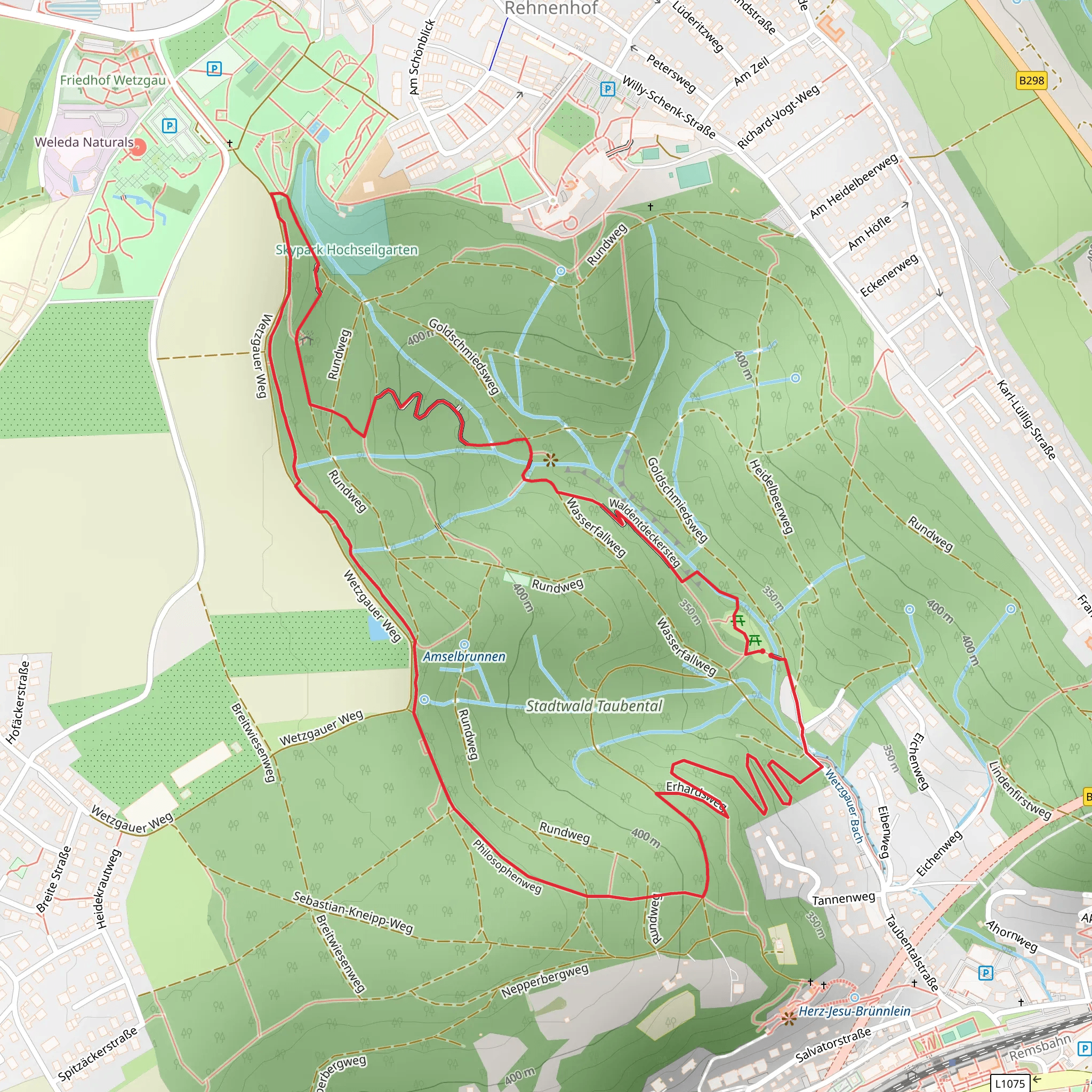 Waldkugelbahn Weg and Remstalweg Loop mobile static map