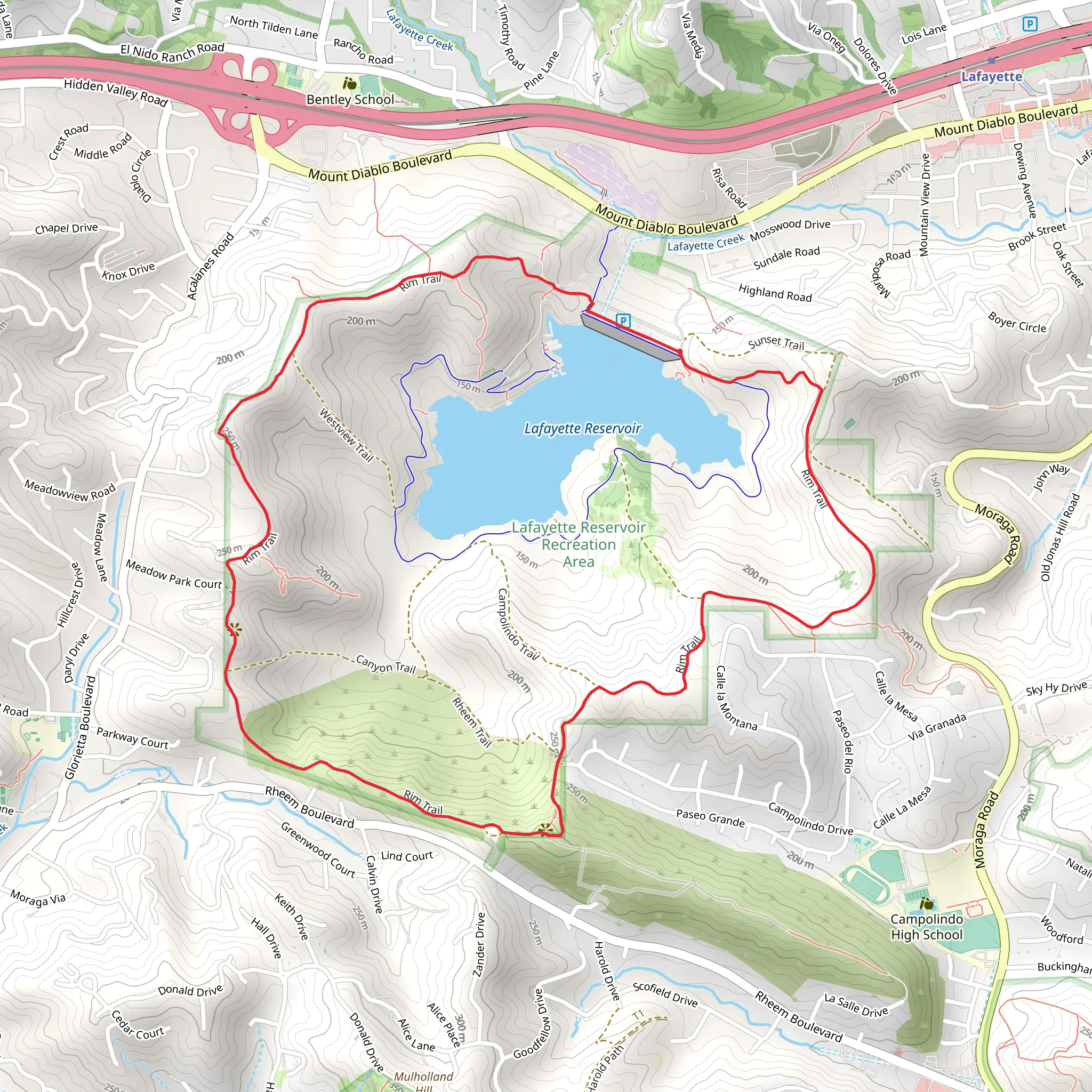 Lafayette Reservoir Loop mobile static map