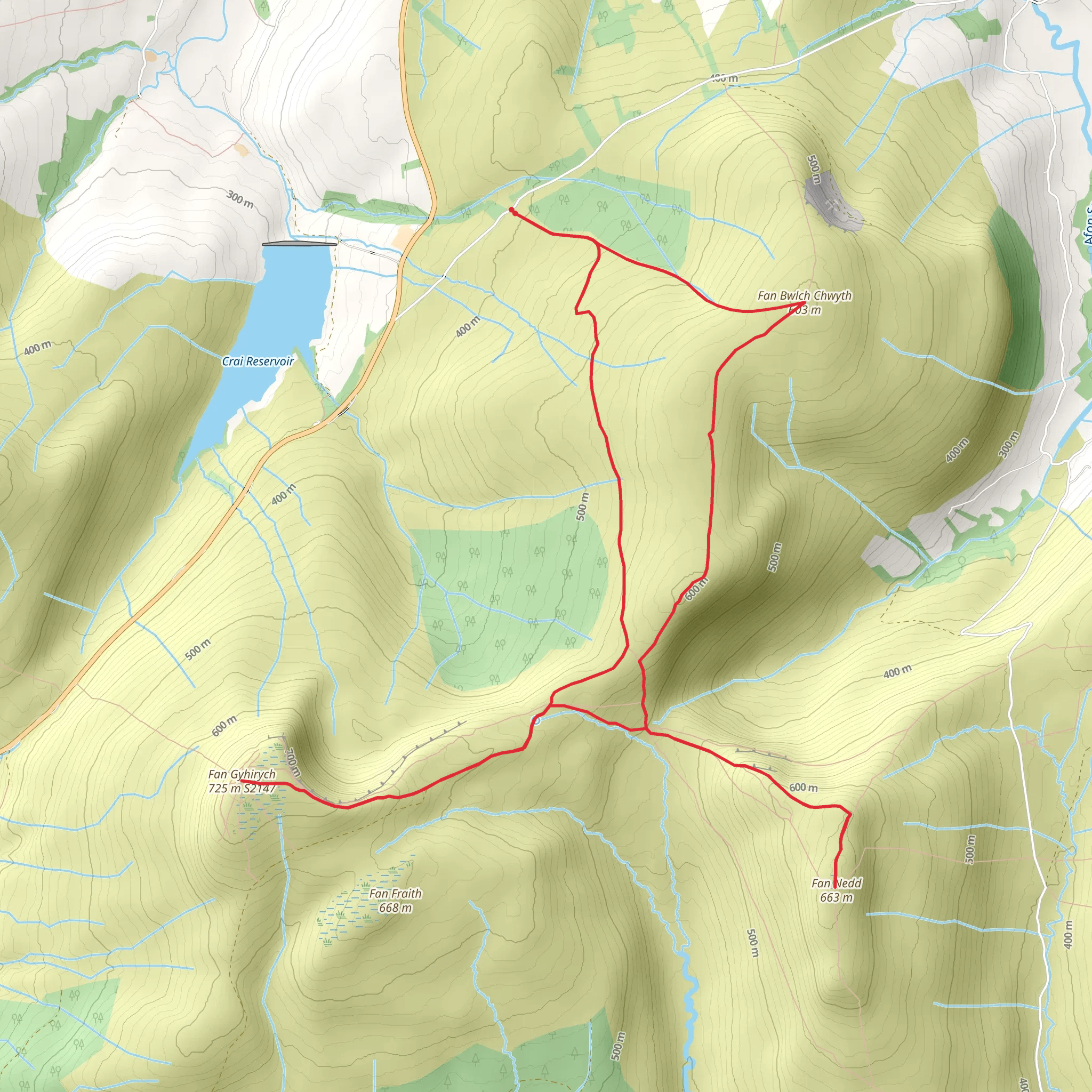 Fan Gyhirych - Fan Nedd and Fan Bwlch Chwyth mobile static map