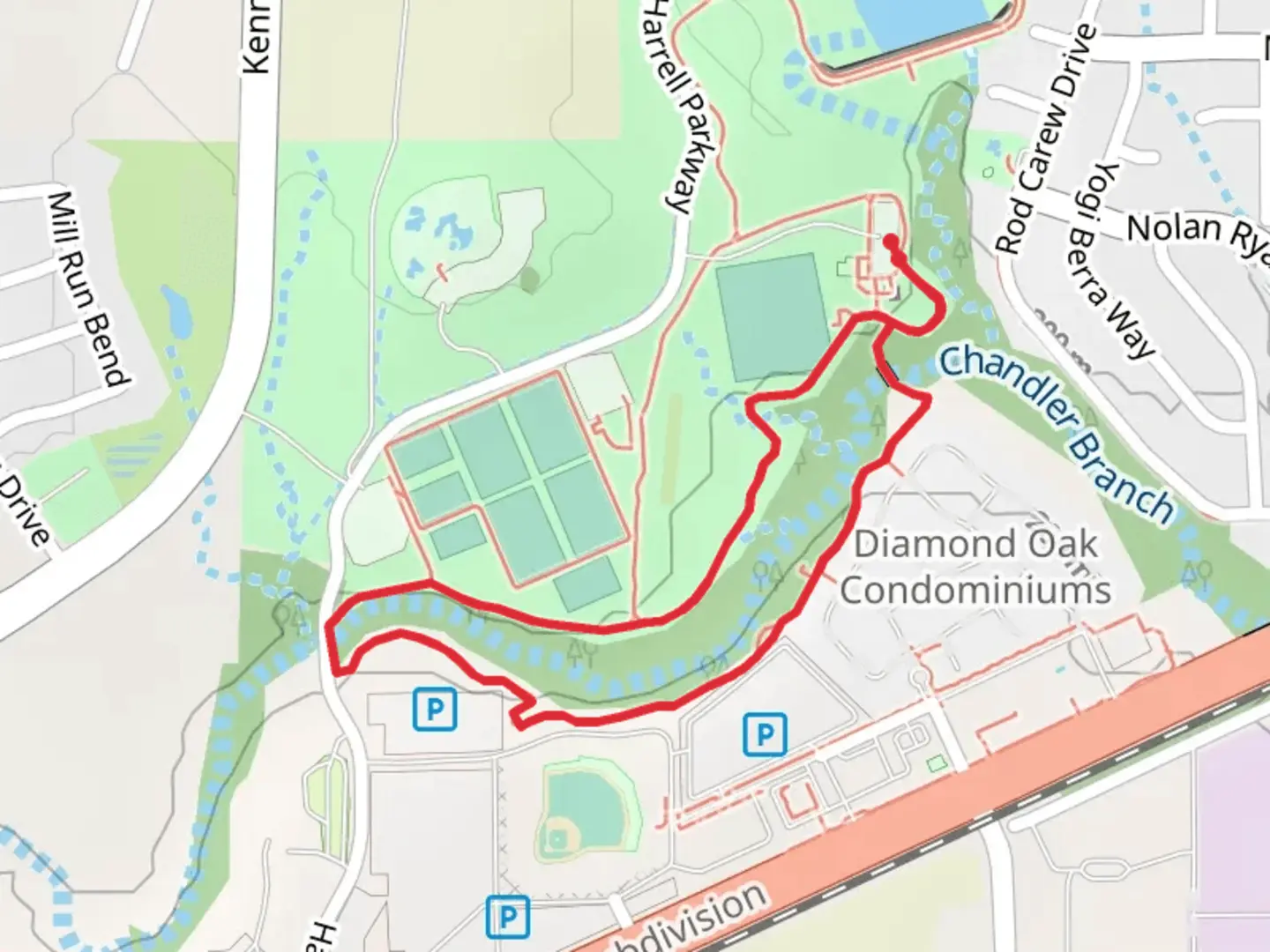 An image depicting the trail Chandler Branch Loop and its surrounding area.