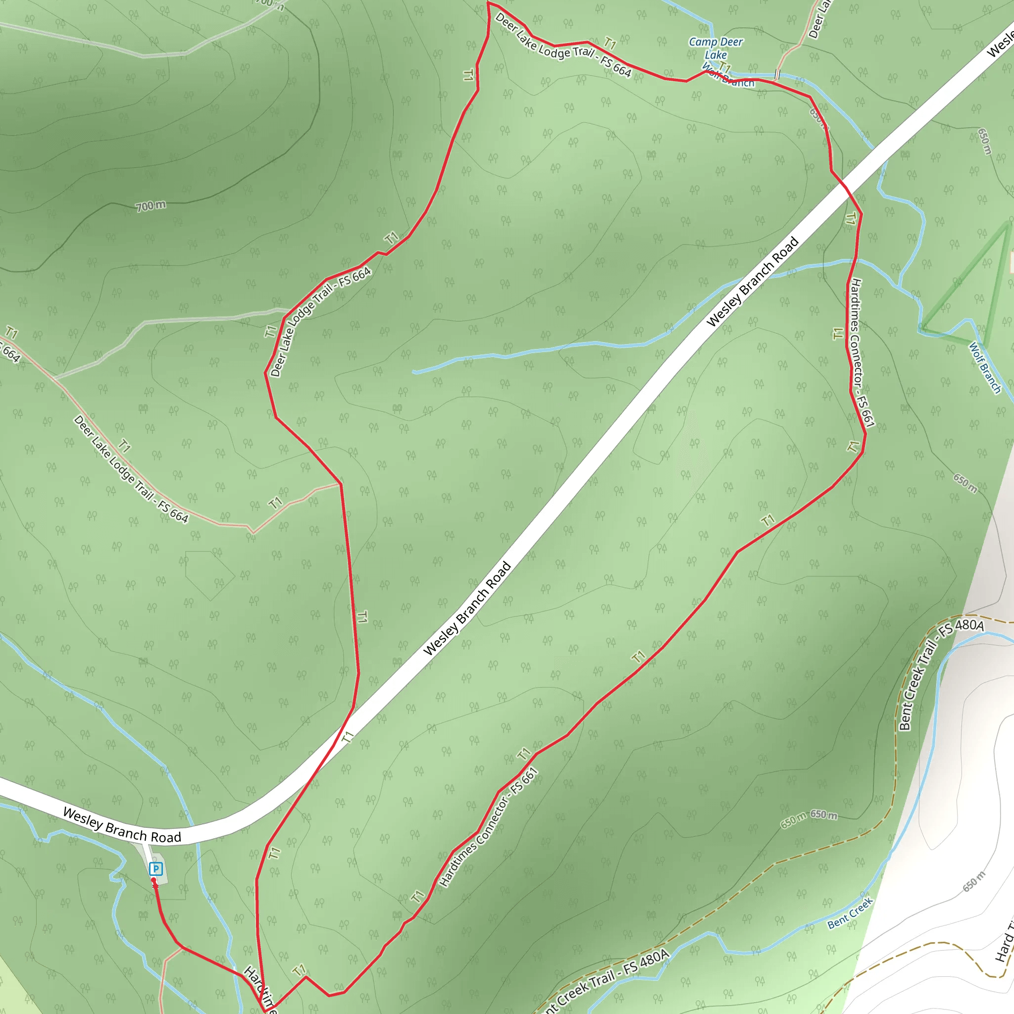 Hardtimes Connector and Deer Lake Lodge Loop Trail mobile static map
