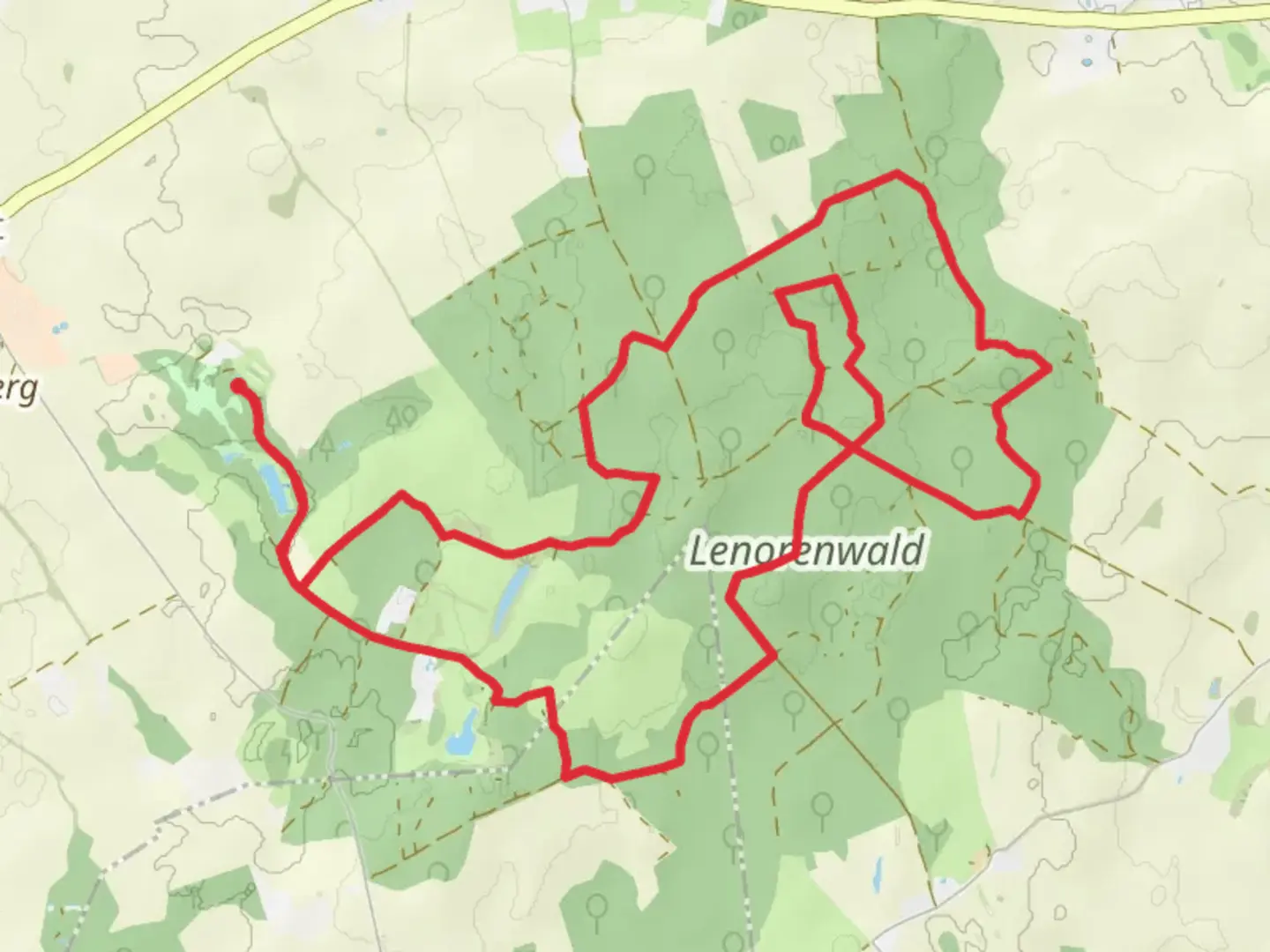 An image depicting the trail Leonorenwald Loop and its surrounding area.
