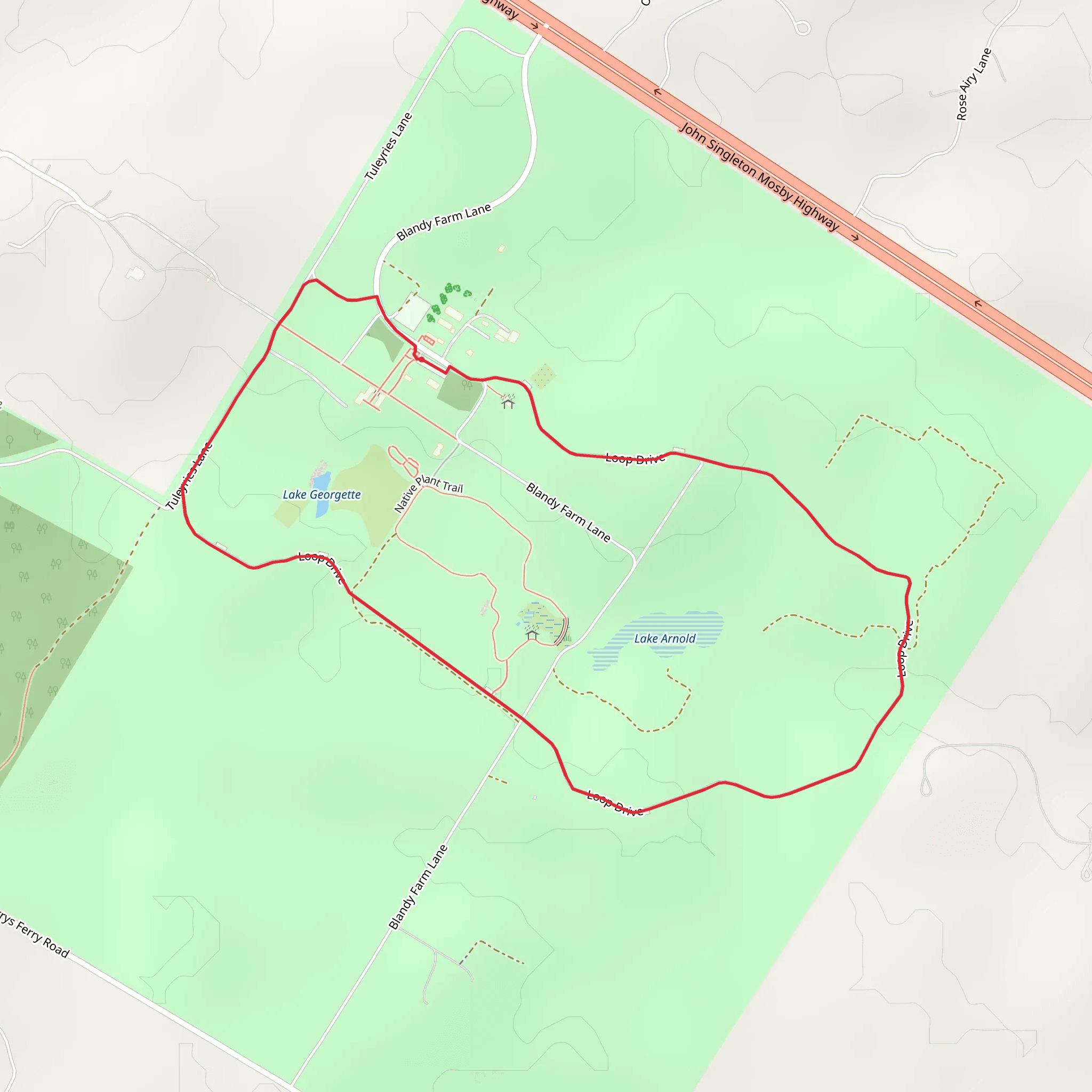 Lake Arnold and Blandy Farm Lane Loop mobile static map