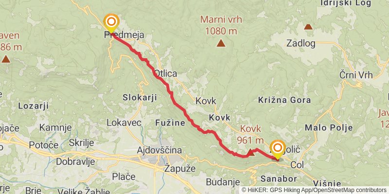 The Slovene Mountain Trail stage 29 Map