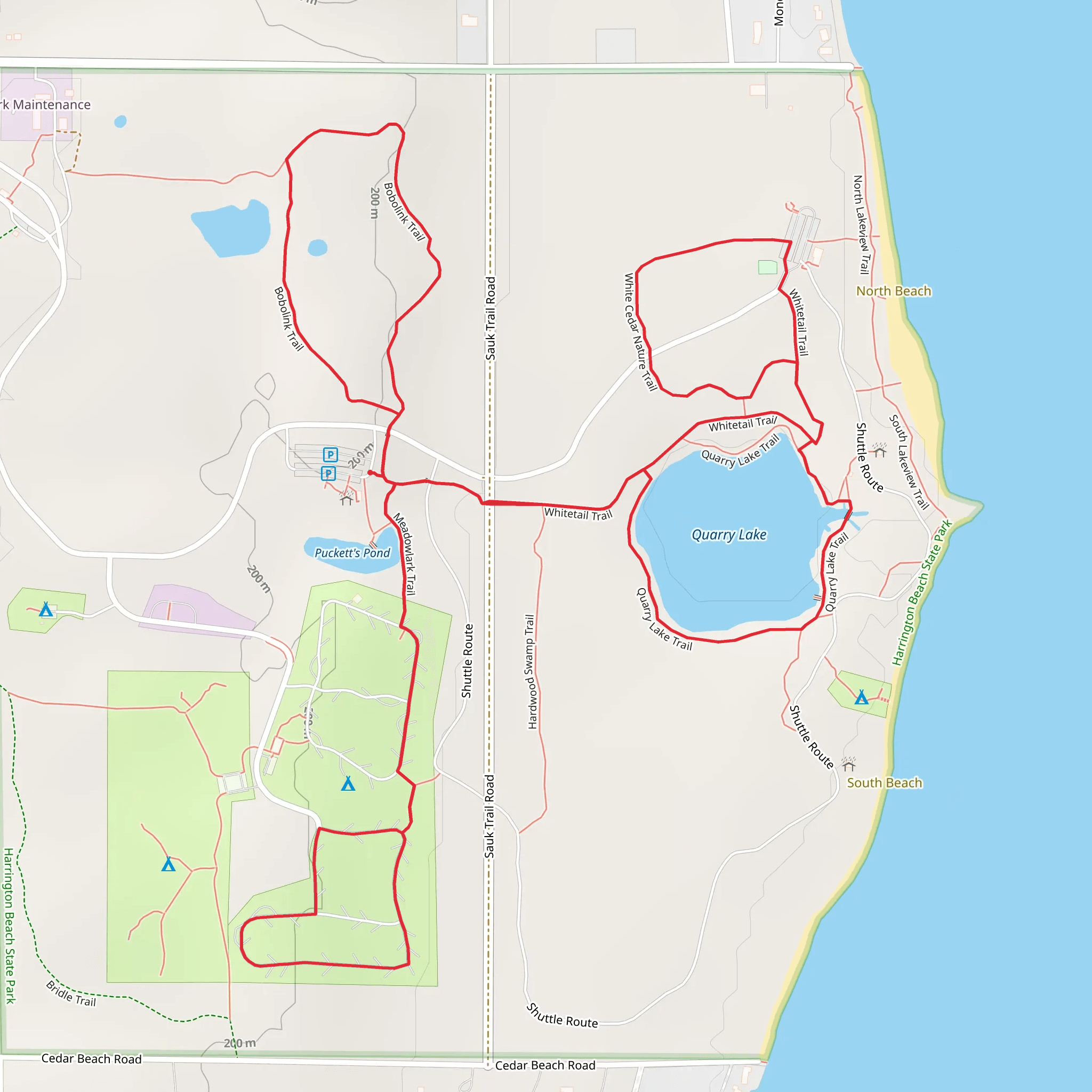 Quarry Lake and Bobolink Loop Trail mobile static map