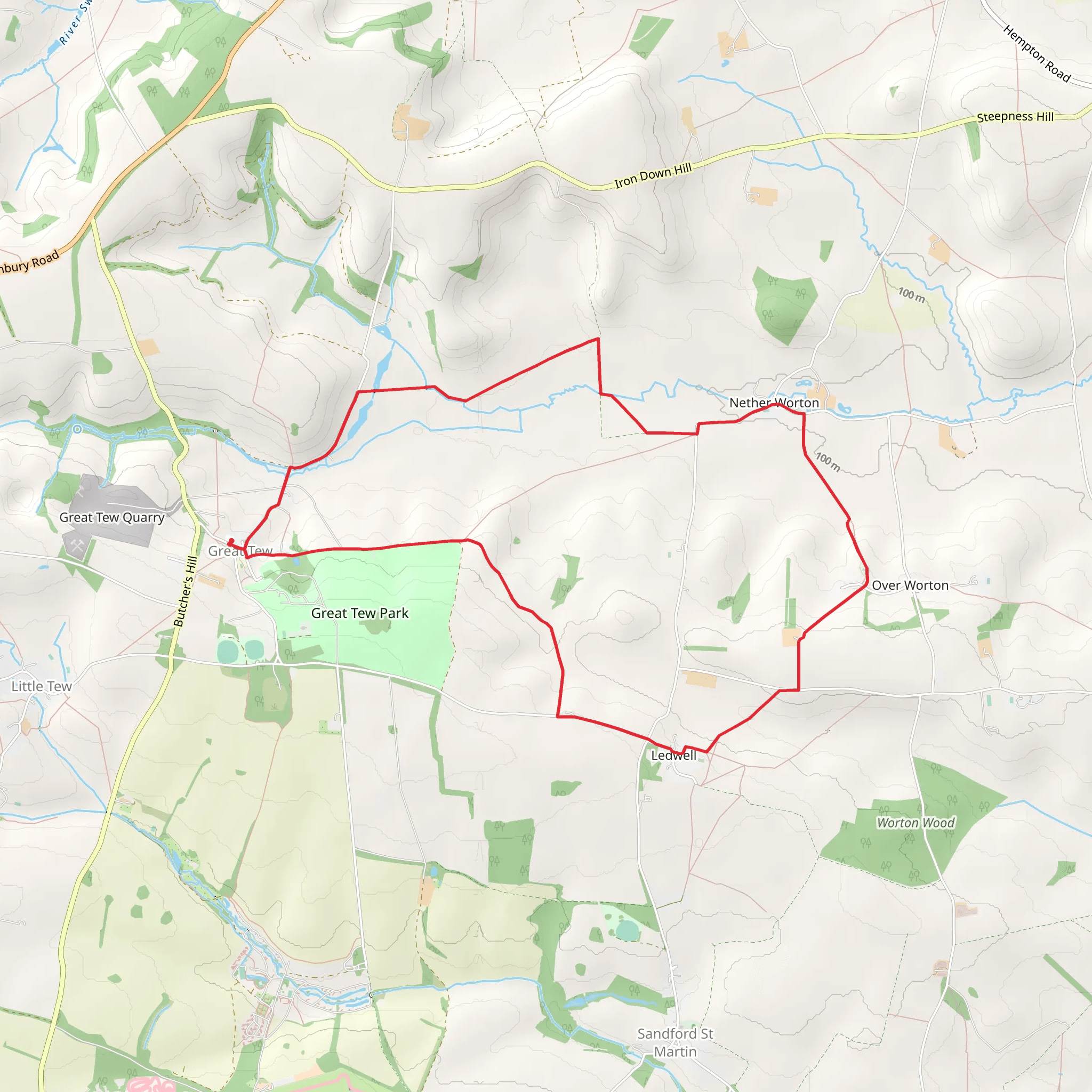 Ledwell and Nether Worton from Great Tew mobile static map
