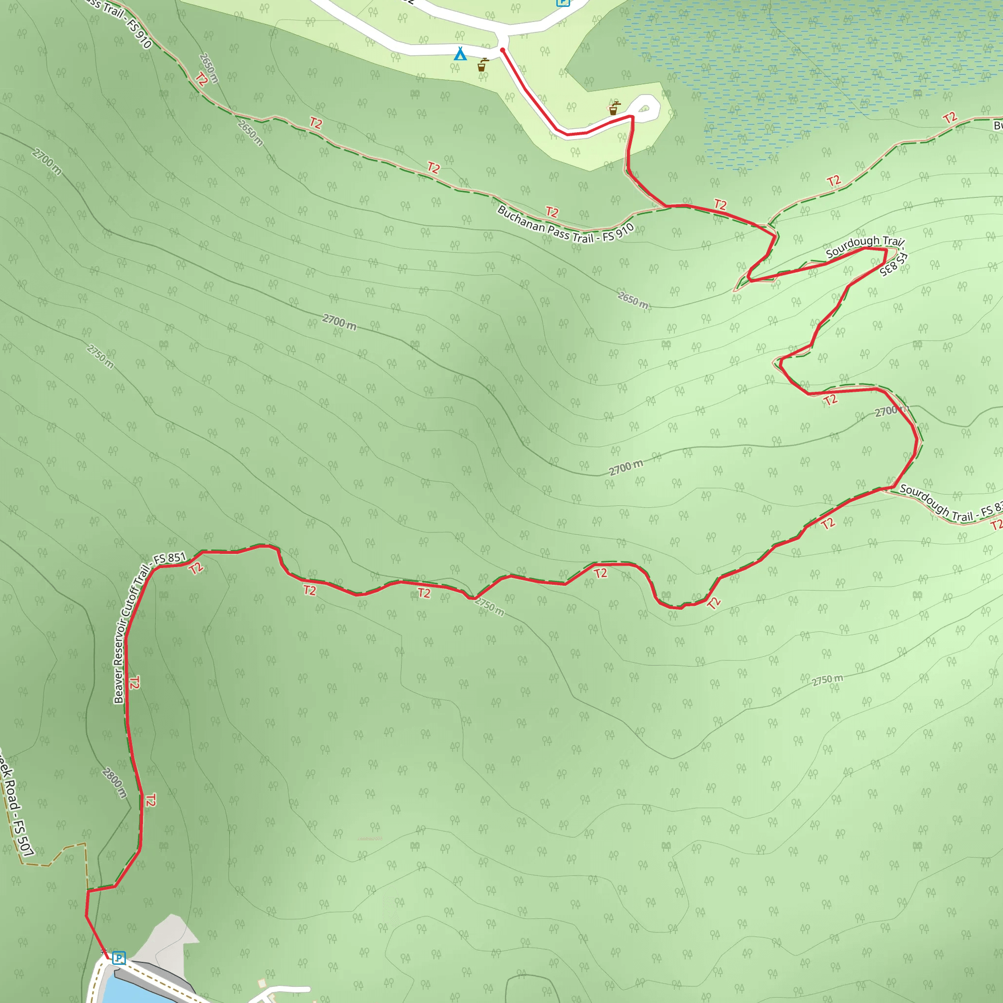 Camp Dick Campground to Beaver Reservoir mobile static map