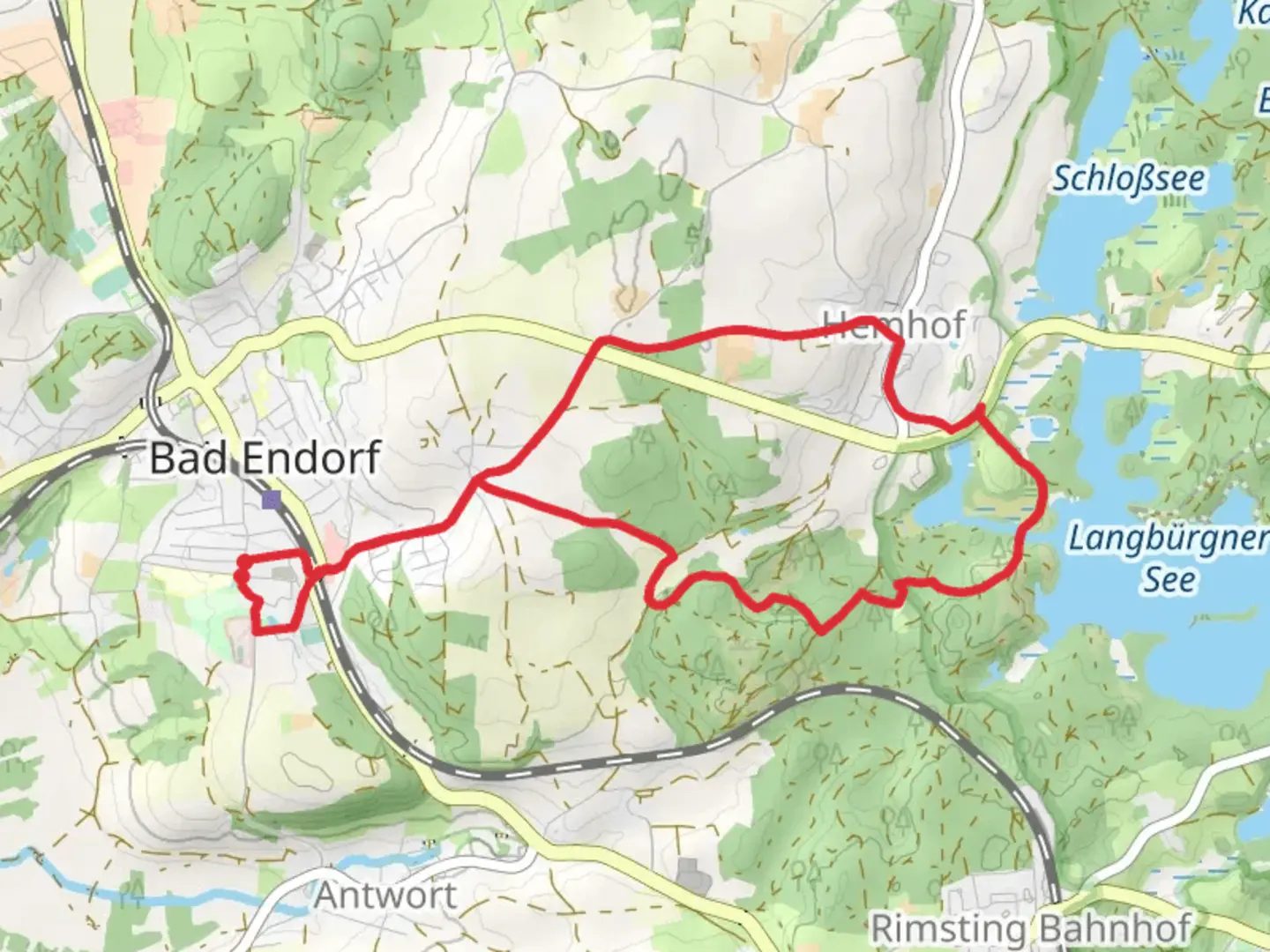 An image depicting the trail Wanderweg - Bad Endorf and its surrounding area.