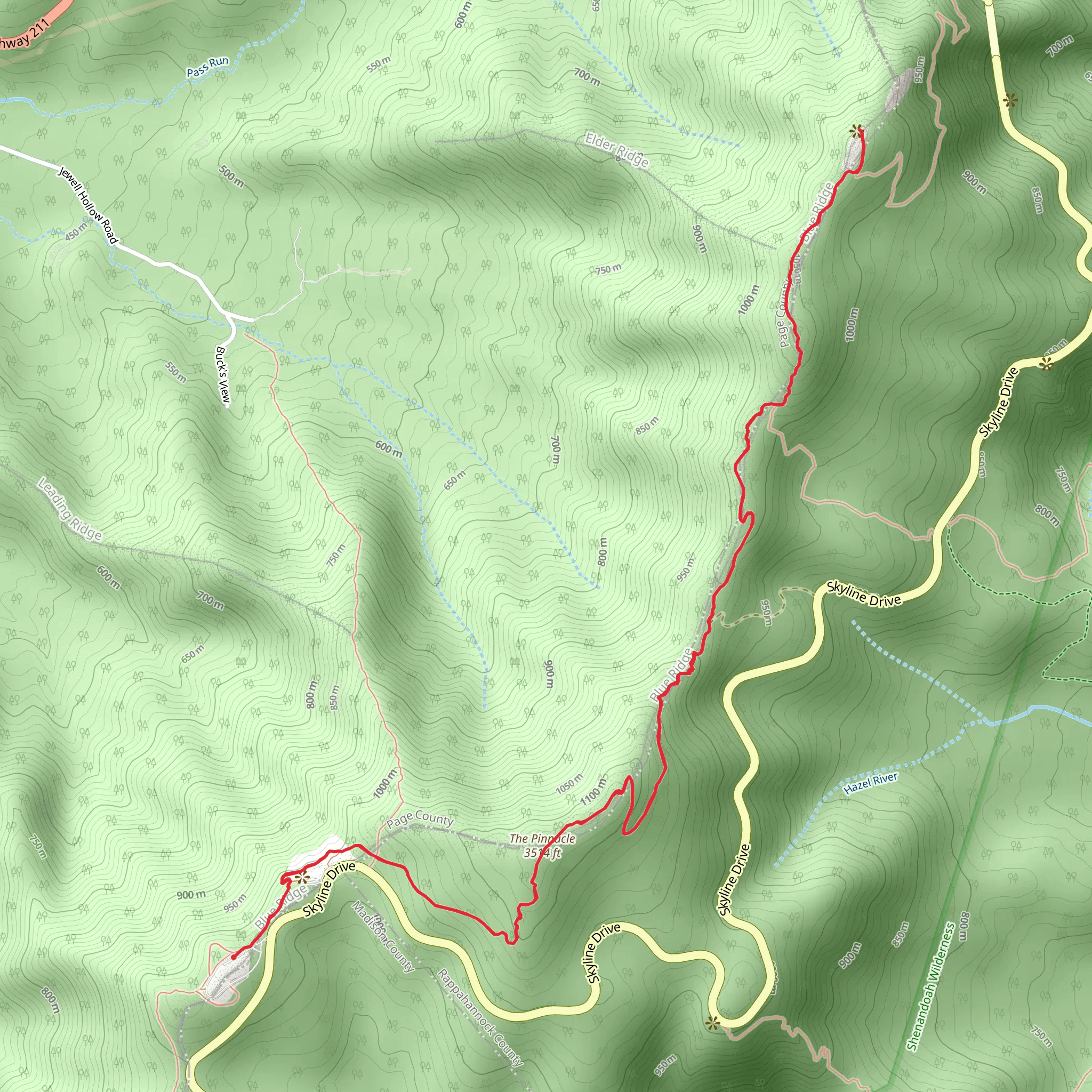 Mary's Rock and The Pinnacle via Appalachian Trail mobile static map