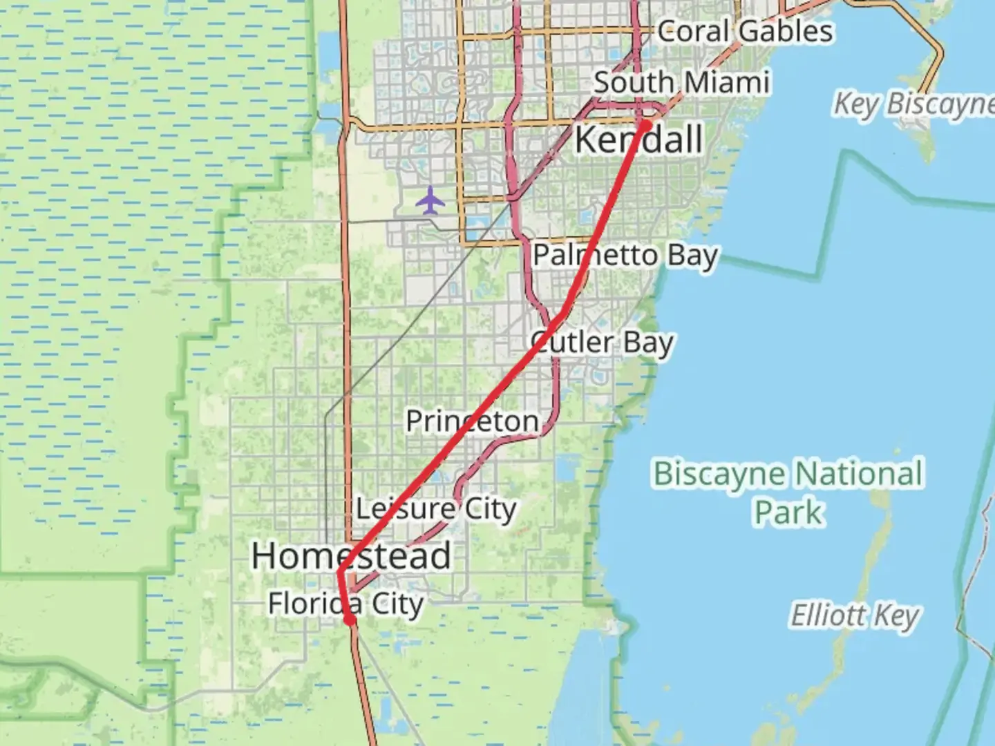 An image depicting the trail South Dade Trail and its surrounding area.