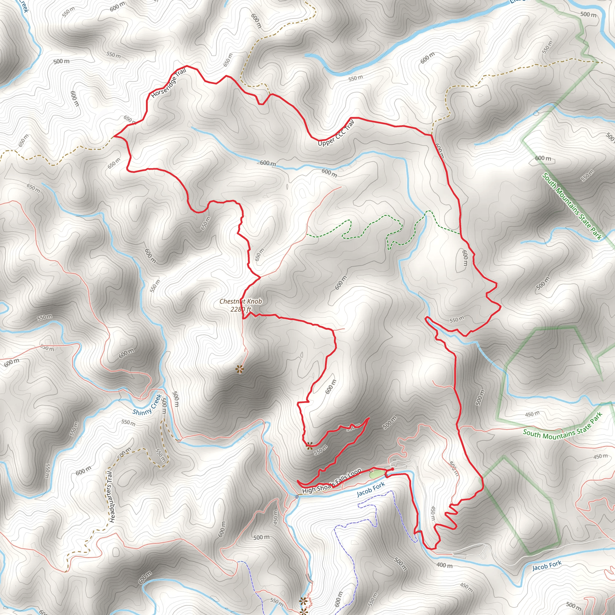 Chestnut Knob, Upper CCC Trail and Little River Trail Loop mobile static map