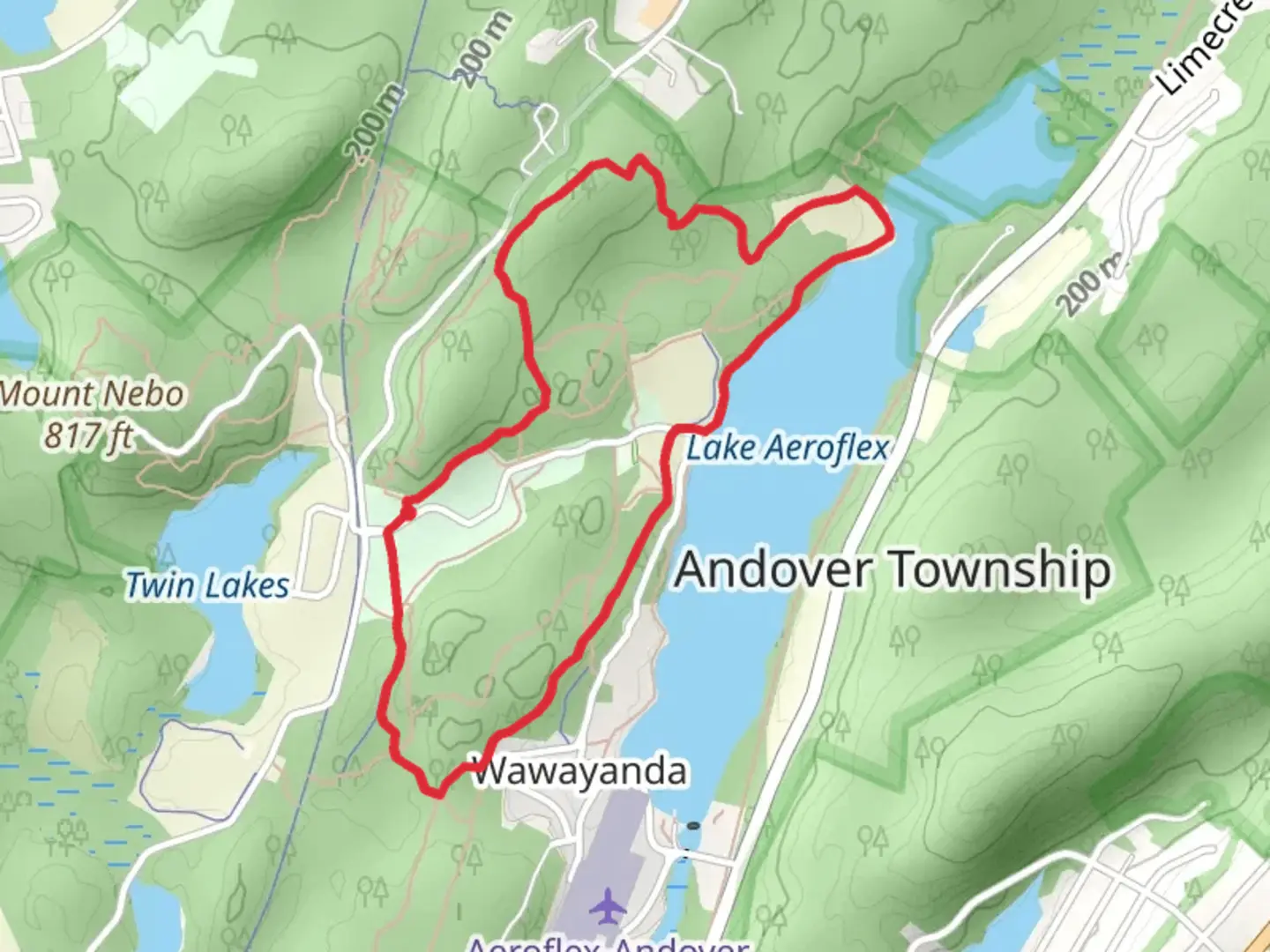 An image depicting the trail Lake Aeroflex West Loop and its surrounding area.