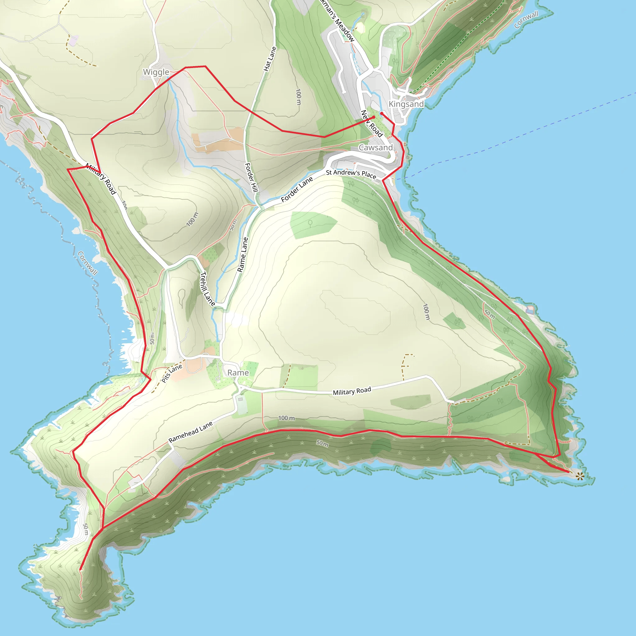 Cawsand and Polhawn Forts Walk mobile static map