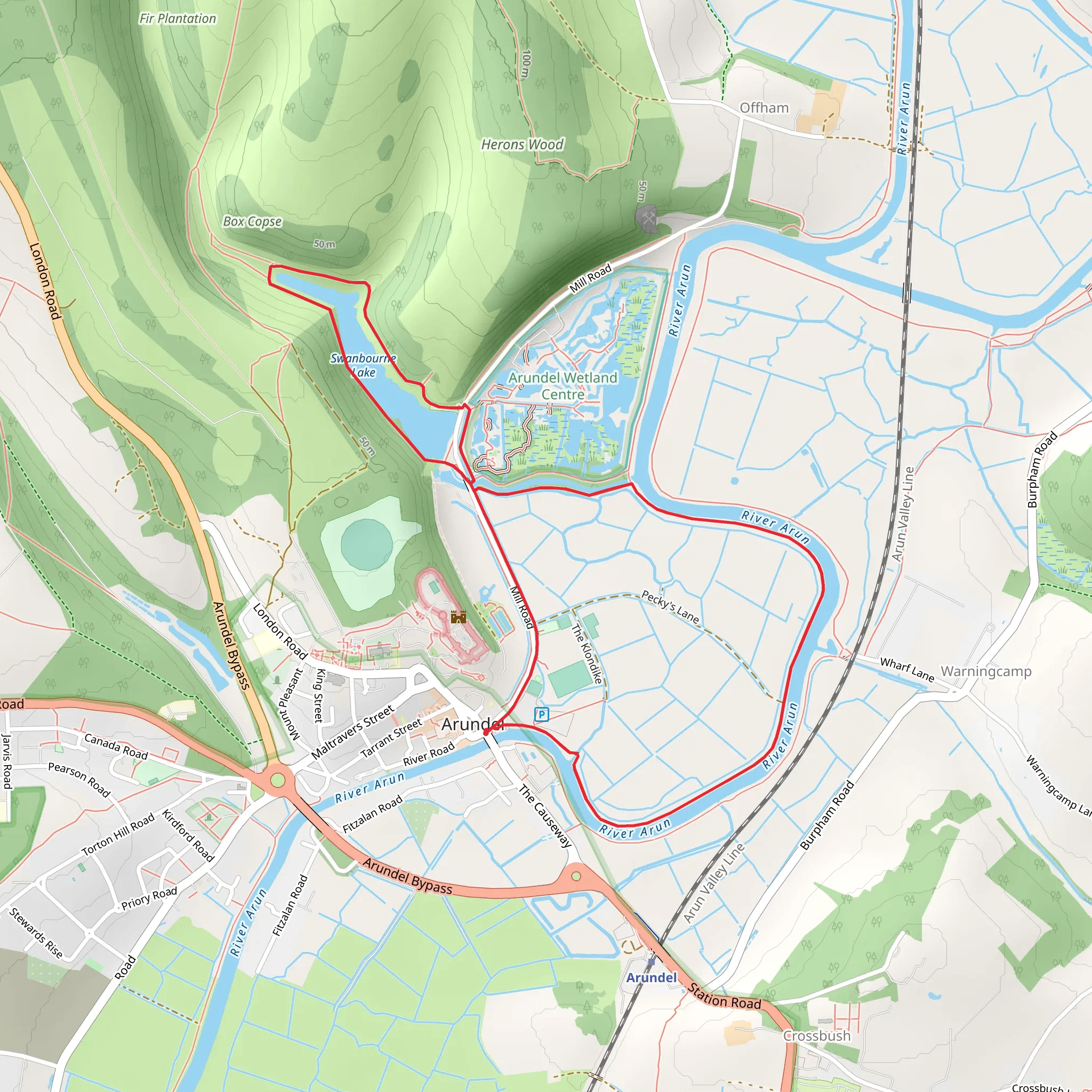Swanbourne Lake and River Arun mobile static map