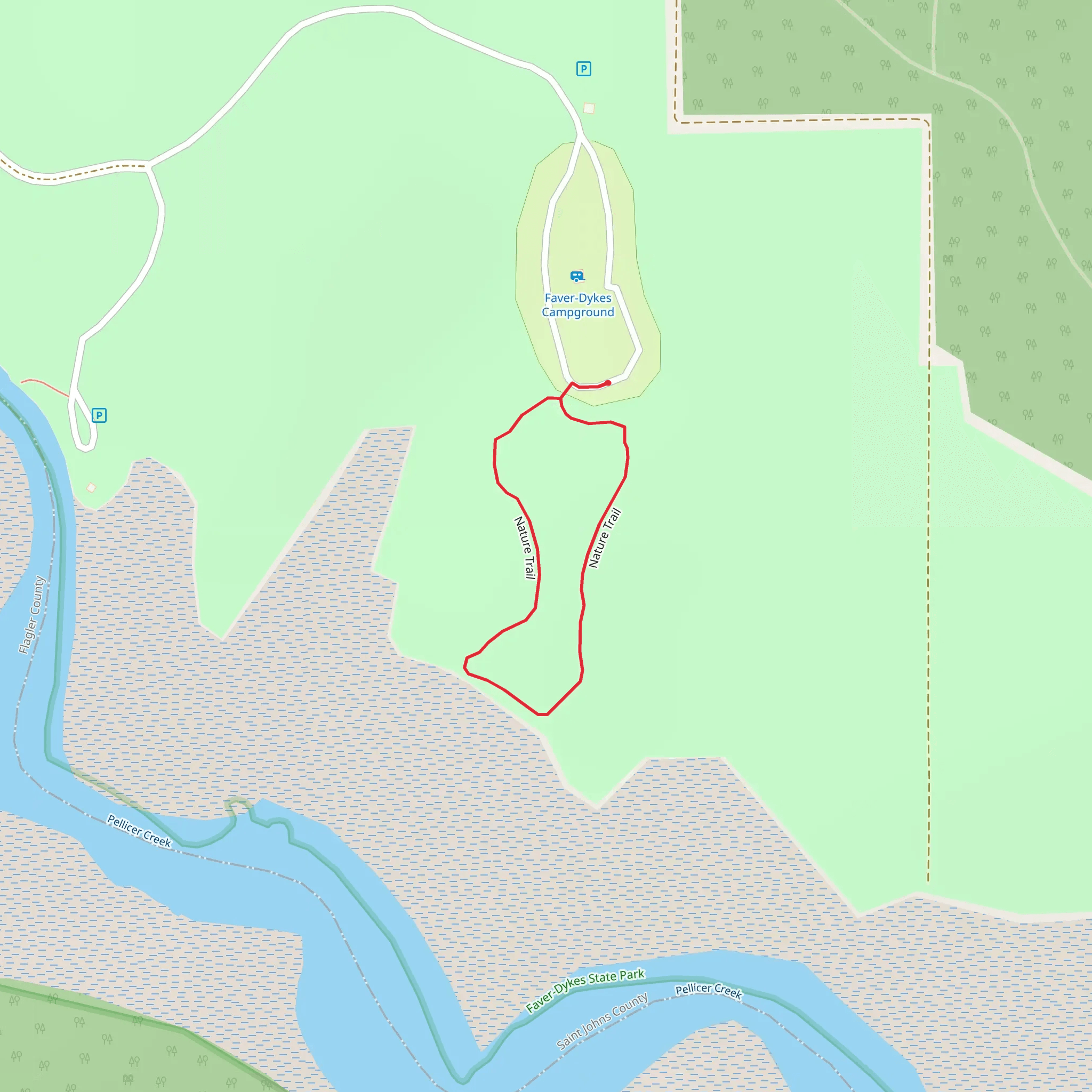Faver-Dykes State Park Loop mobile static map