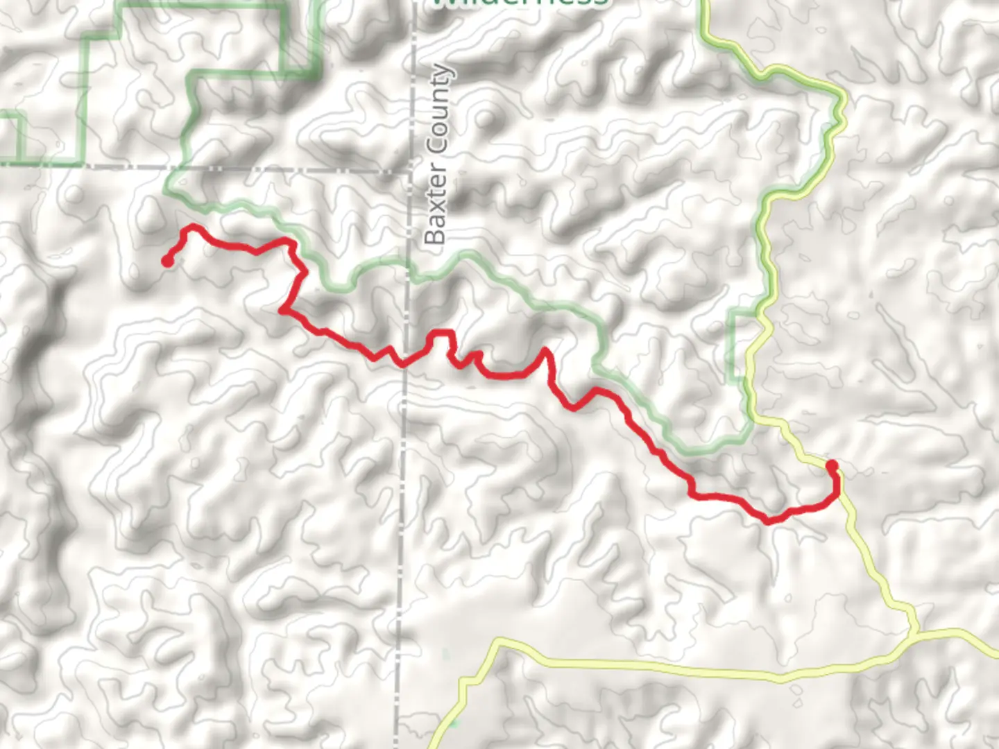 An image depicting the trail Spring Creek - Ozark Highlands Trail Sylamore Section Point to Point and its surrounding area.