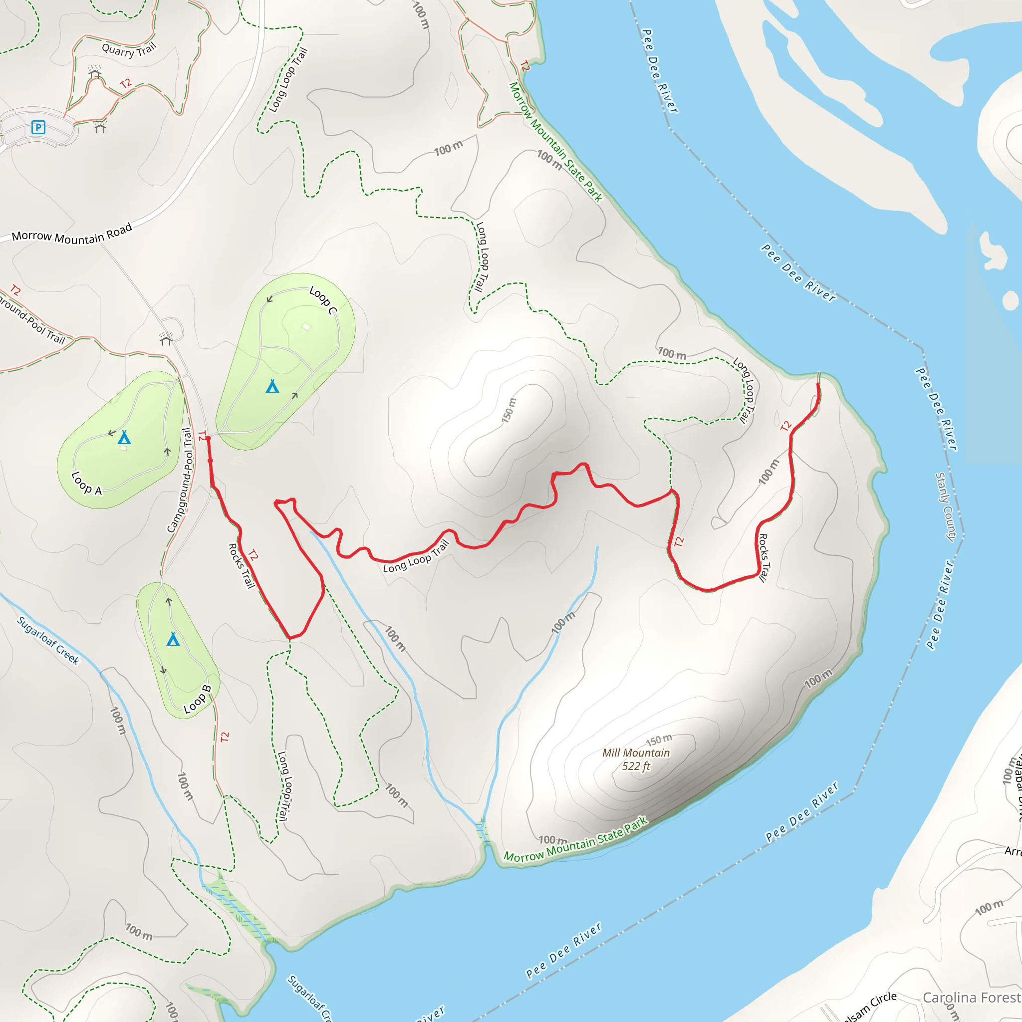 Rocks Trail and Long Loop Trail mobile static map