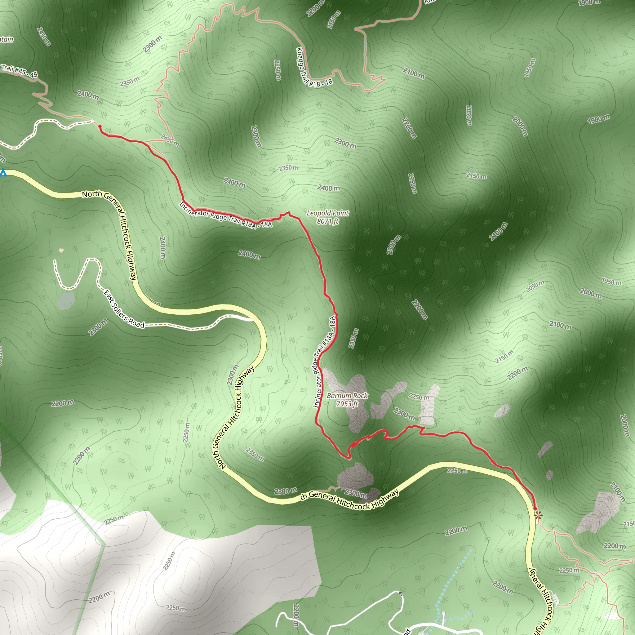 Incinerator Ridge Trail mobile static map
