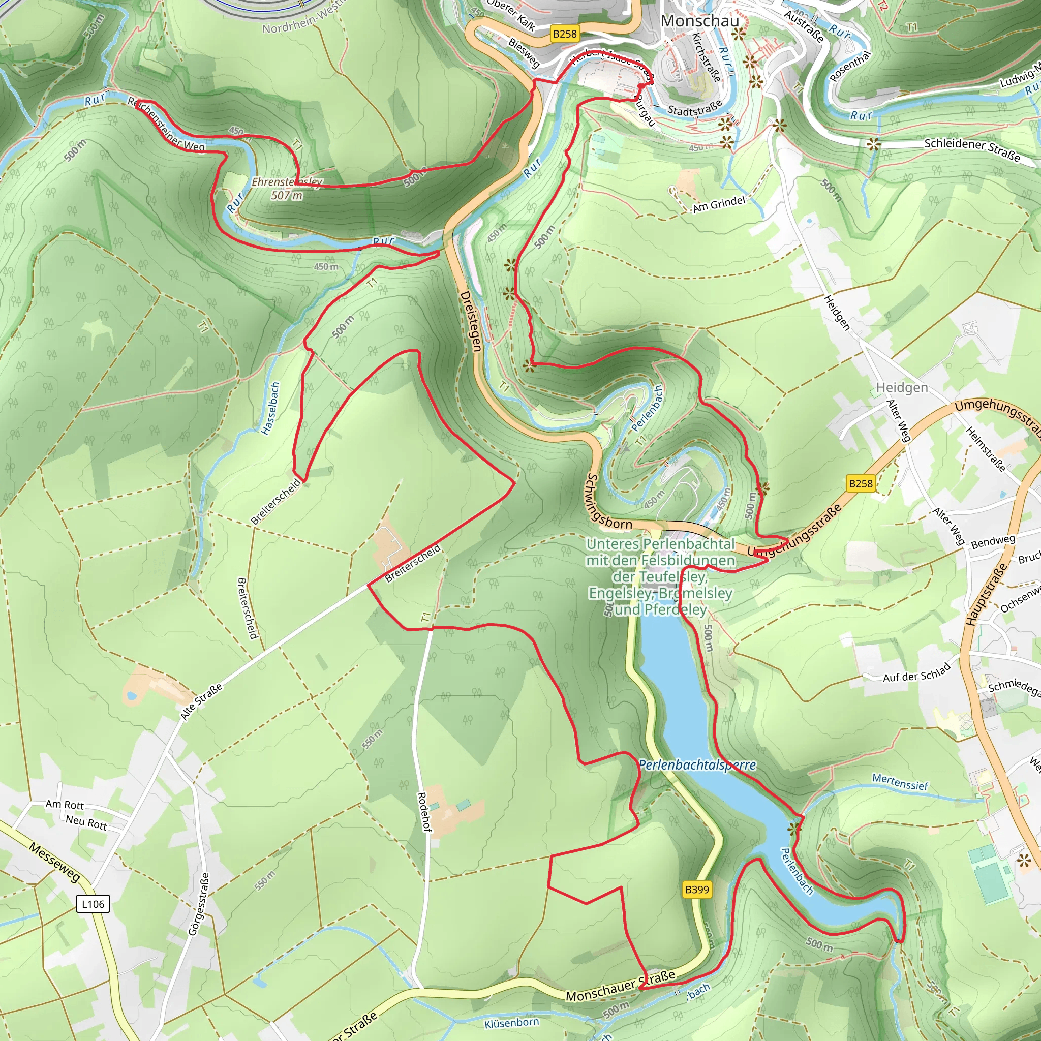 Perlenbachtalsperre via Klisterroute mobile static map