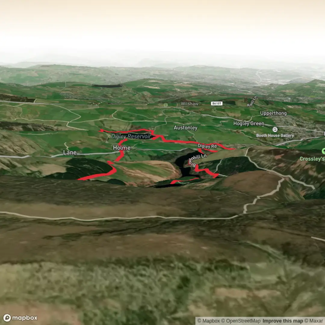 An image depicting the trail digley reservoir from Holmbridge and its surrounding area.