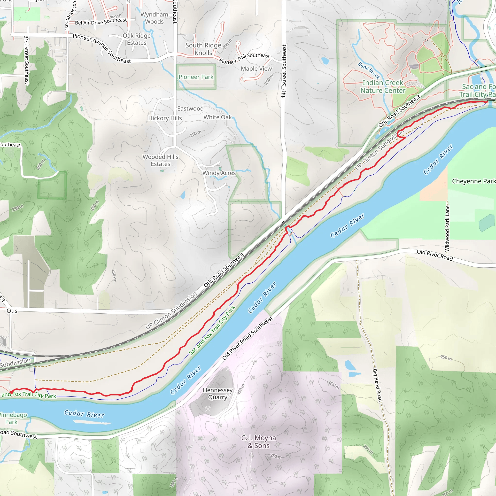 Ash and Locust along Cedar River mobile static map